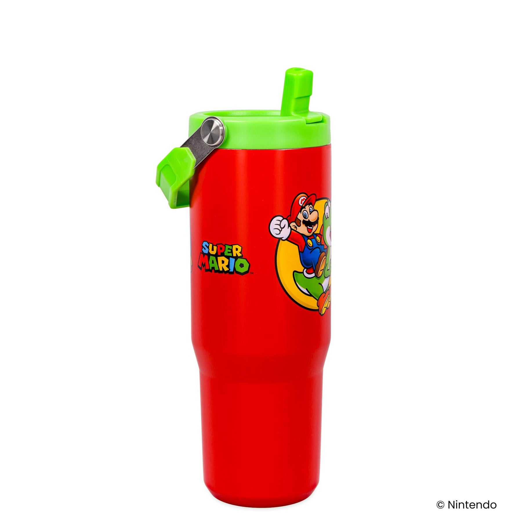 Super Mario Bros. Mario and Yoshi 30-Ounce Flip Straw Stainless Steel Tumbler