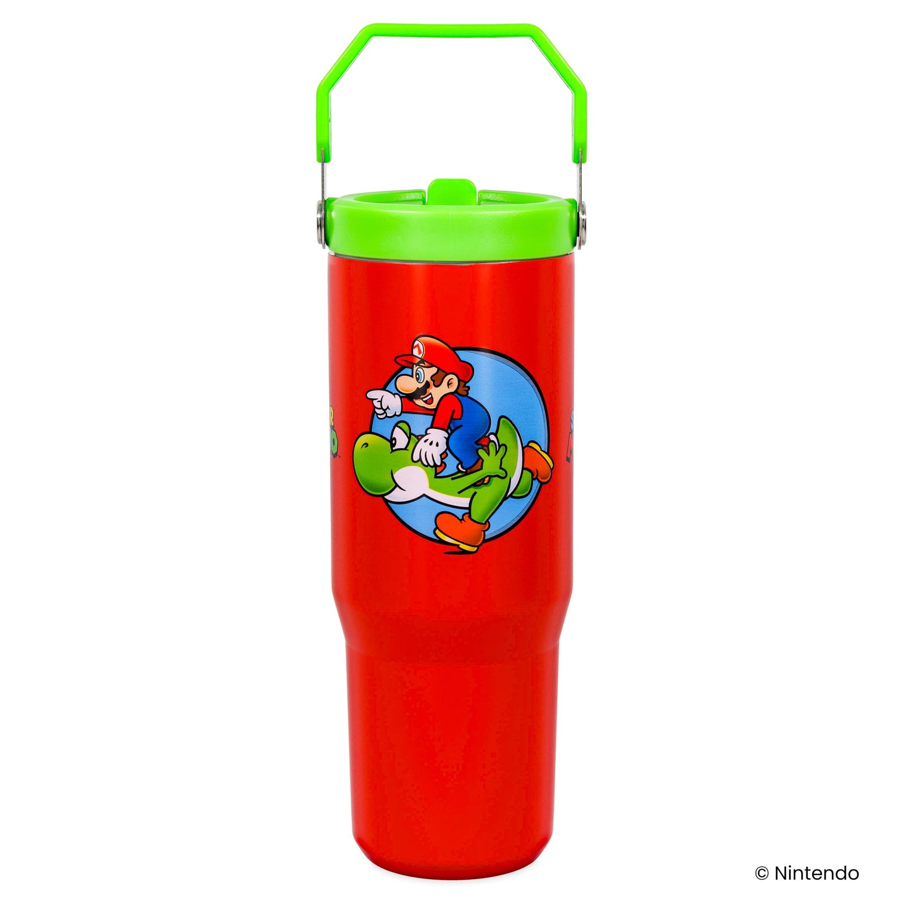 Super Mario Bros. Mario and Yoshi 30-Ounce Flip Straw Stainless Steel Tumbler