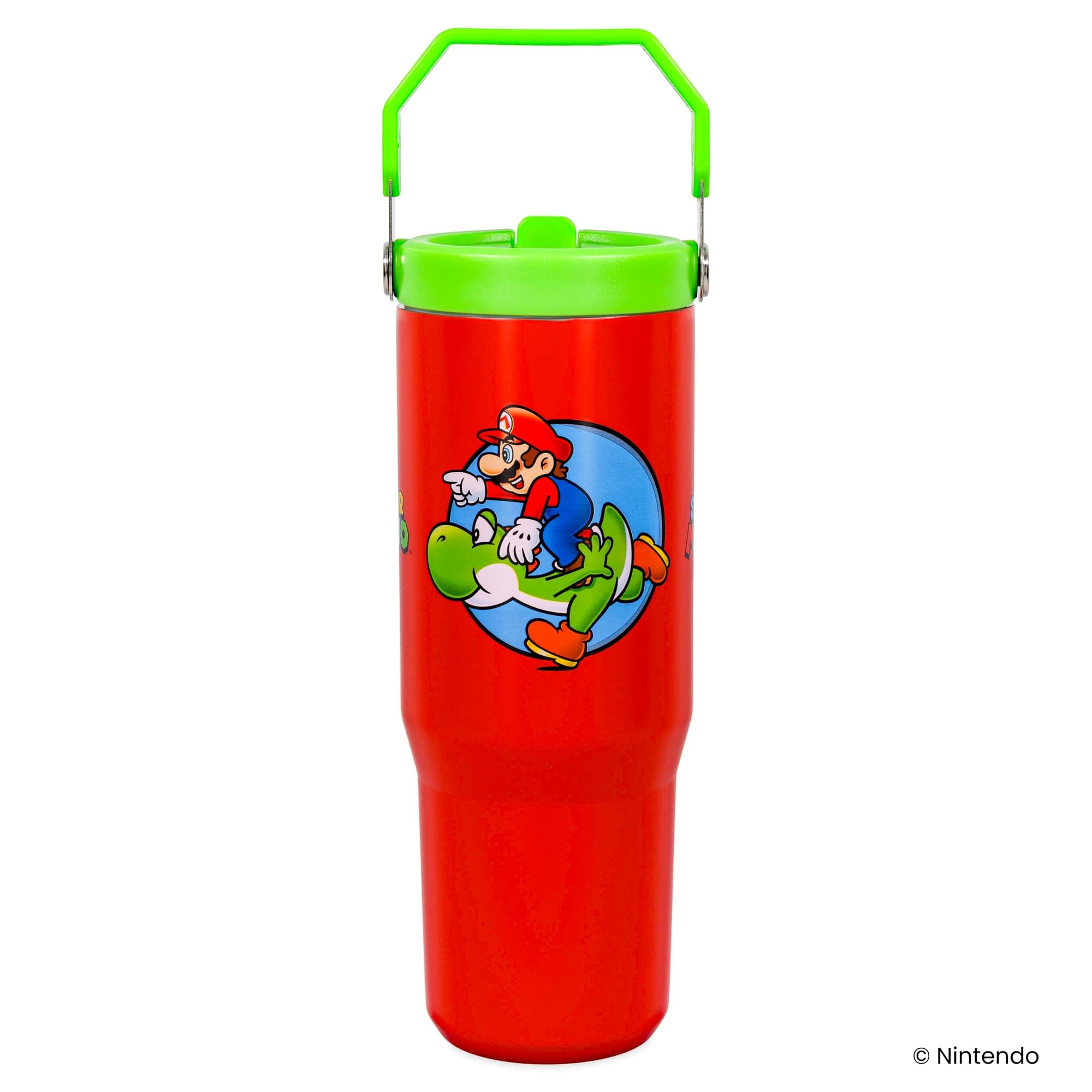 Super Mario Bros. Mario and Yoshi 30-Ounce Flip Straw Stainless Steel Tumbler