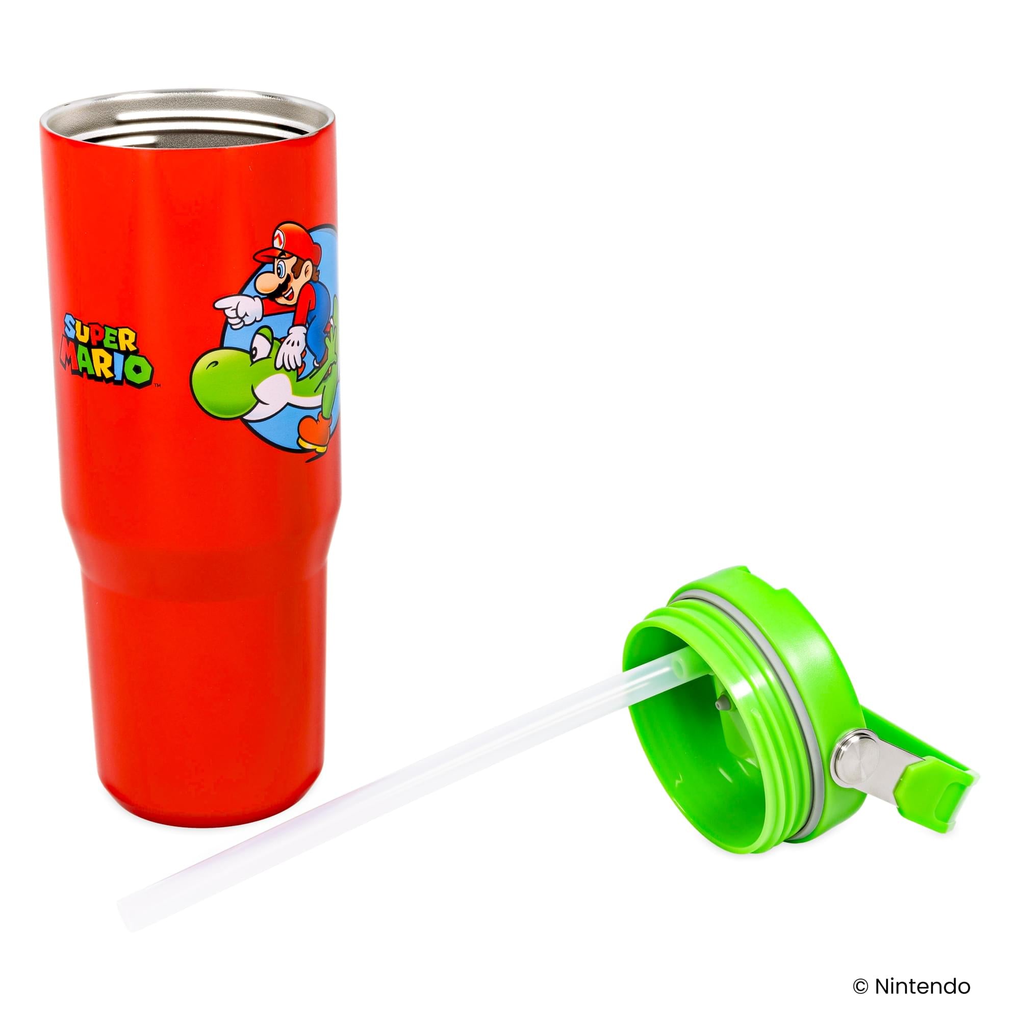 Super Mario Bros. Mario and Yoshi 30-Ounce Flip Straw Stainless Steel Tumbler