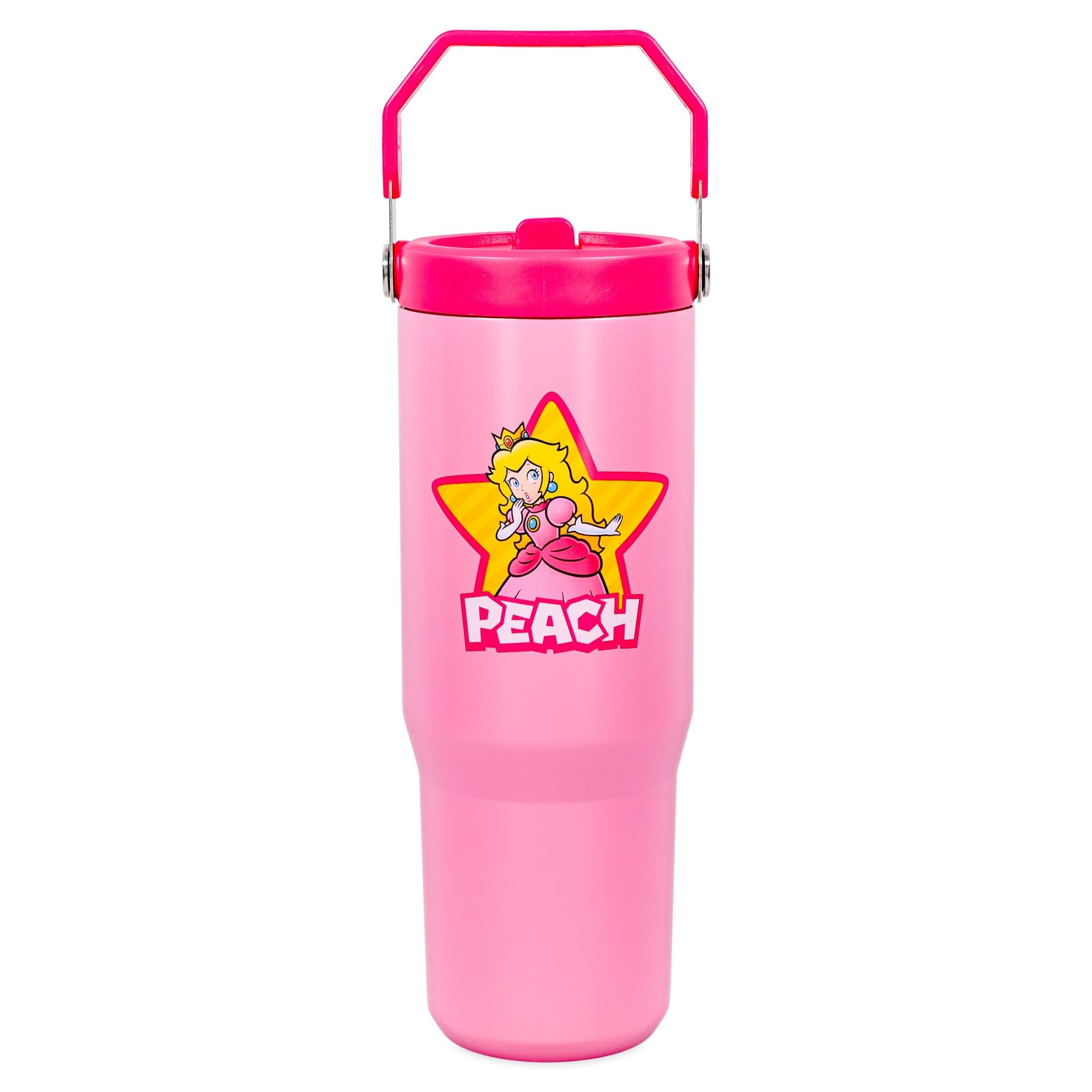 Super Mario Bros. Princess Peach 30-Ounce Flip Straw Stainless Steel Tumbler