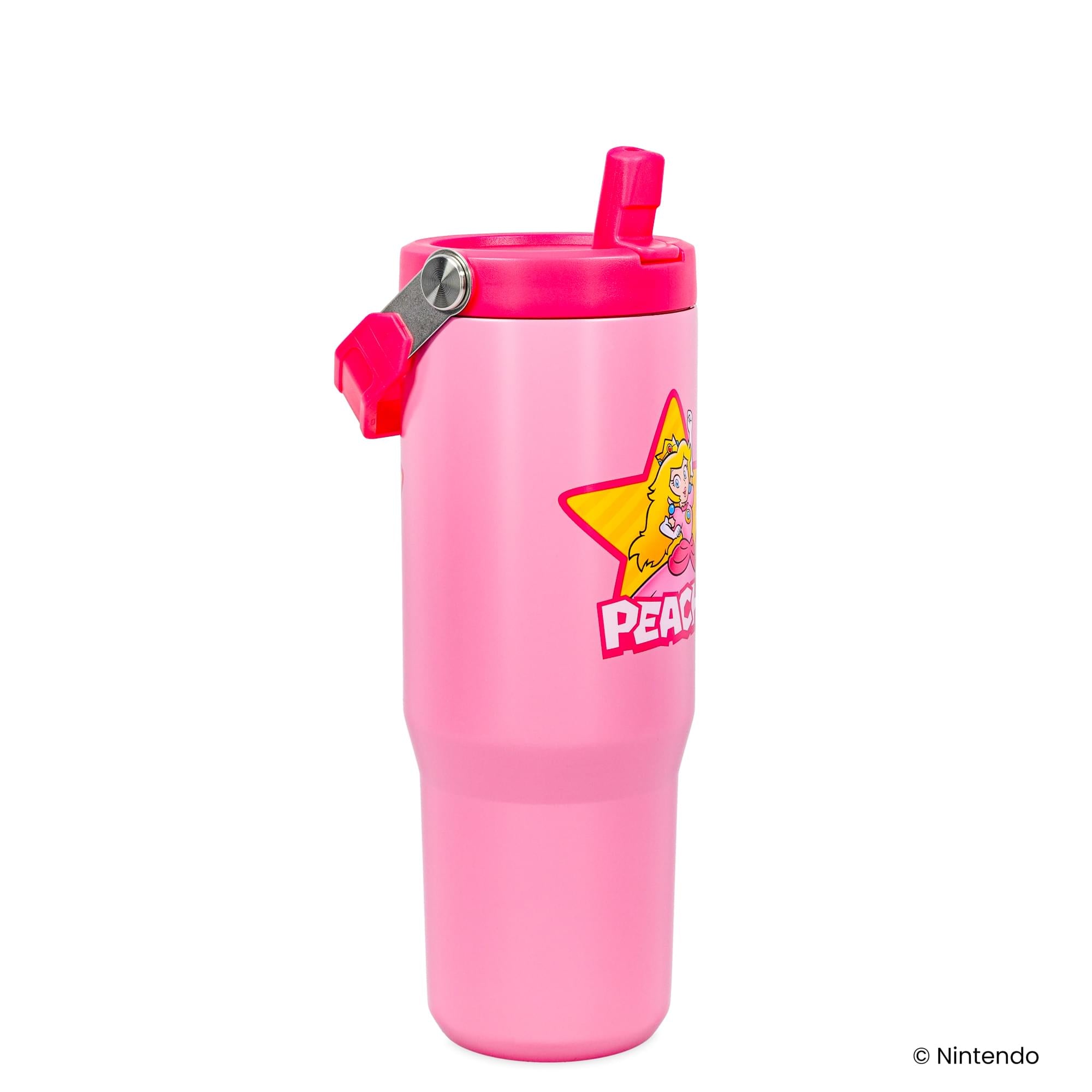 Super Mario Bros. Princess Peach 30-Ounce Flip Straw Stainless Steel Tumbler