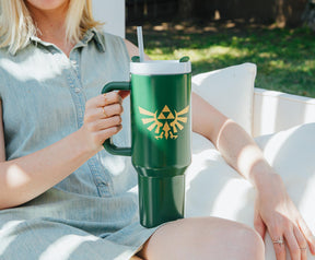 The Legend of Zelda Hylian Crest Metal Travel Tumbler | Holds 40 Ounces