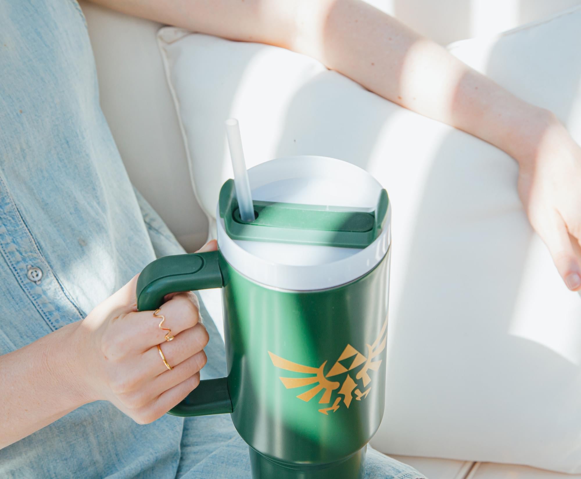 The Legend of Zelda Hylian Crest Metal Travel Tumbler | Holds 40 Ounces