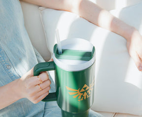 The Legend of Zelda Hylian Crest Metal Travel Tumbler | Holds 40 Ounces