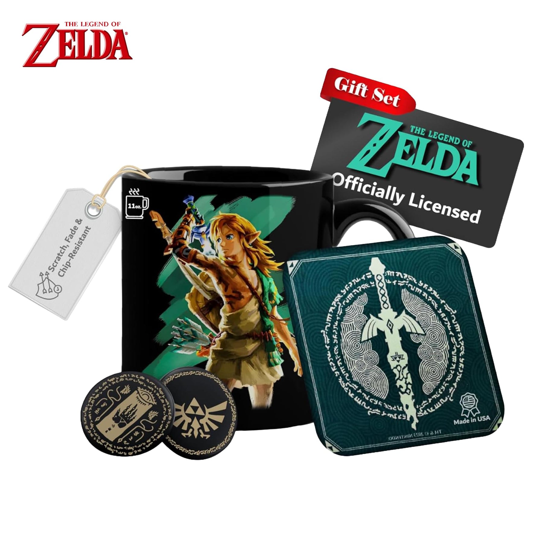 The Legend Of Zelda Gift Set | ToK Mug, Coaster, Button