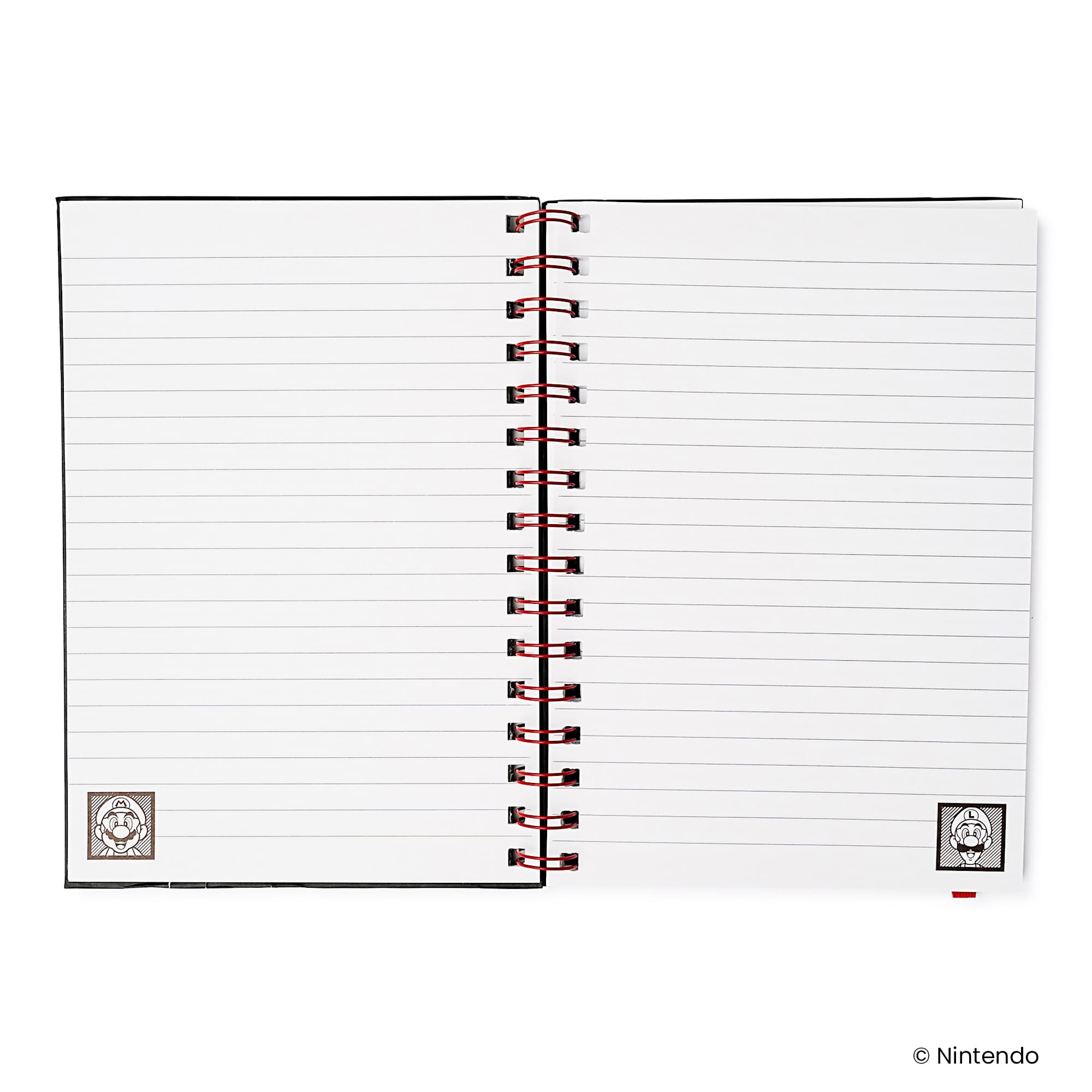 Super Mario 4 Color Spiral Notebook With Elastic Closure