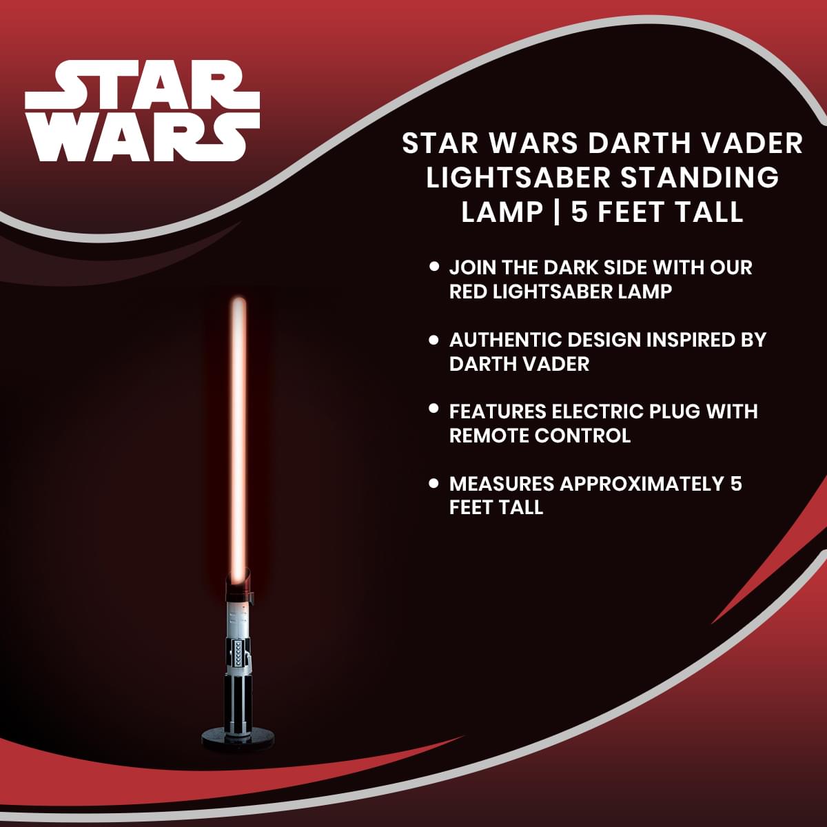Star Wars Darth Vader Lightsaber Standing Lamp | 5 Feet Tall
