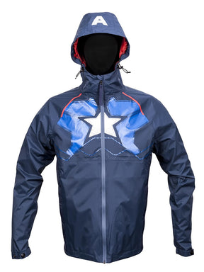 Marvel Comics Captain America Zip Raincoat For Men | Wind And Waterproof Jacket