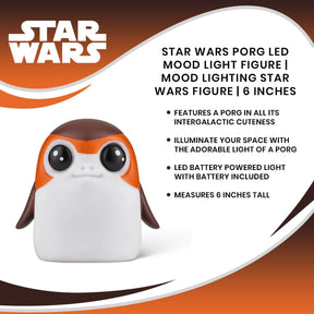 Star Wars Porg LED Mood Light Figure | Mood Lighting Star Wars Figure | 6 Inches