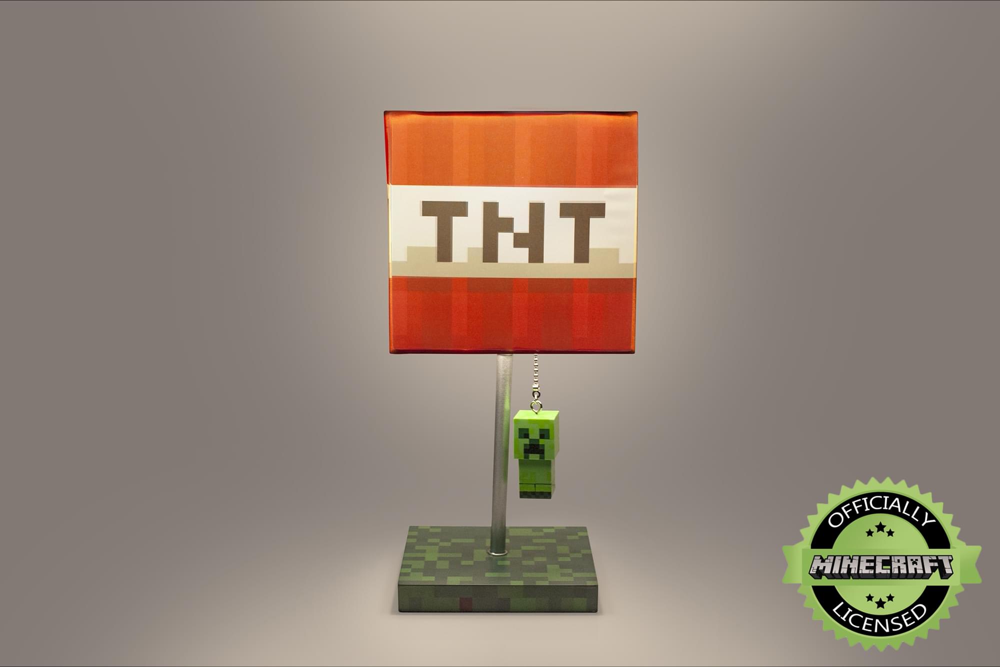 Minecraft TNT Block Desk Lamp with 3D Creeper Puller | 14-Inch LED Lamp Light