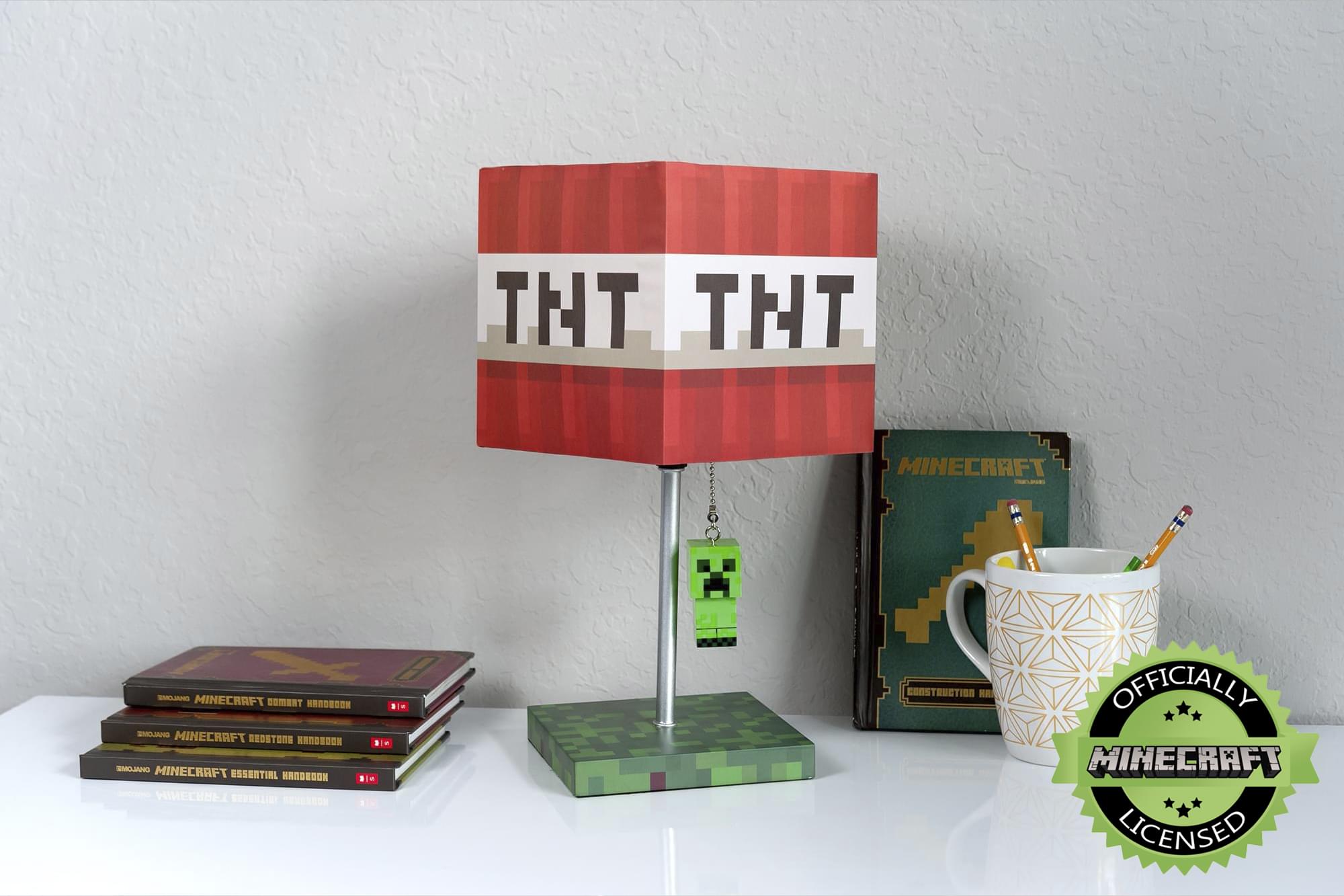 Minecraft TNT Block Desk Lamp with 3D Creeper Puller | 14-Inch LED Lamp Light