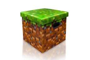 Minecraft Grass Block Storage Tote | Minecraft Storage Cube | 15-Inch Box & Lid