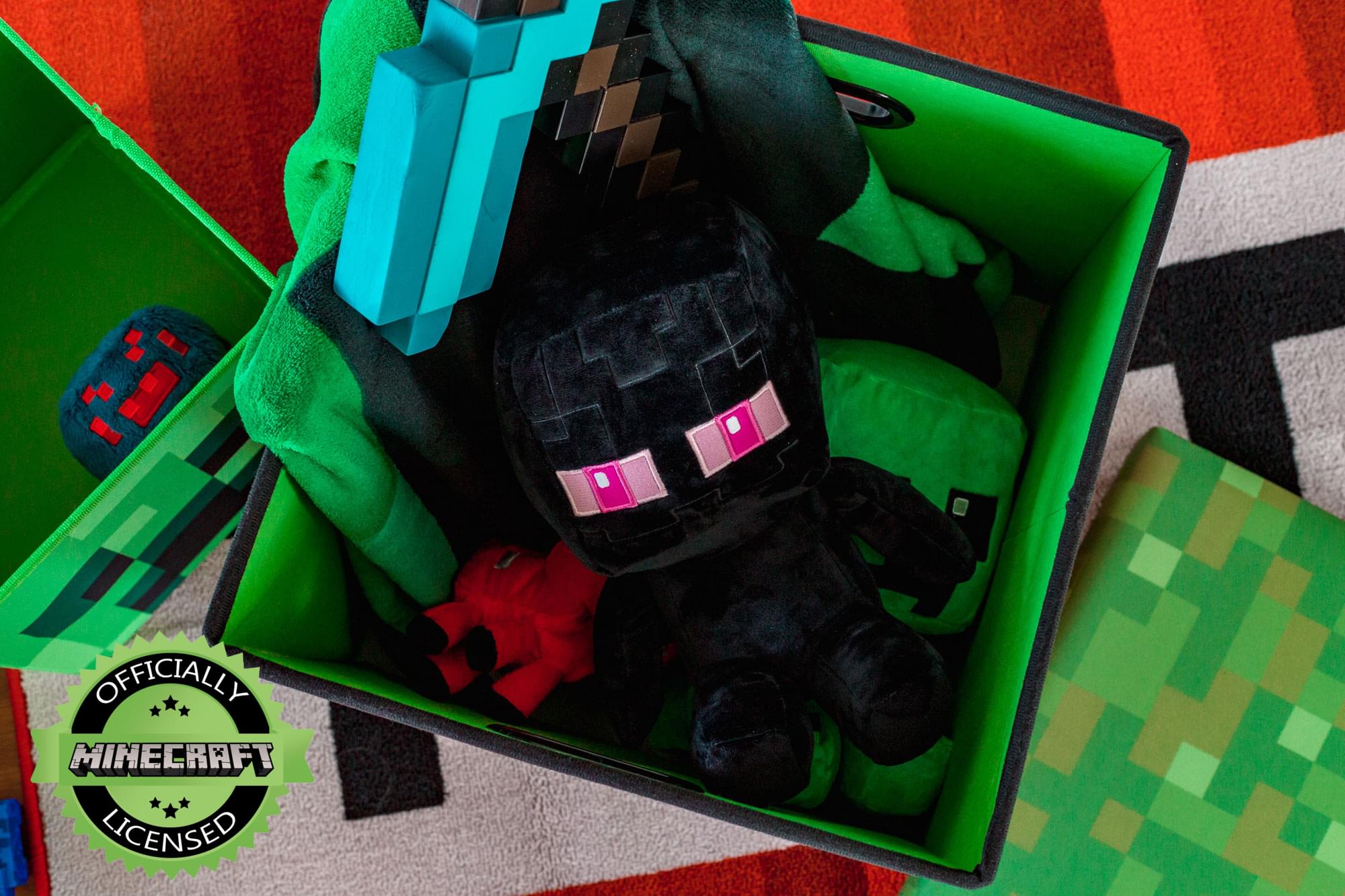 Minecraft Grass Block Storage Tote | Minecraft Storage Cube | 15-Inch Box & Lid