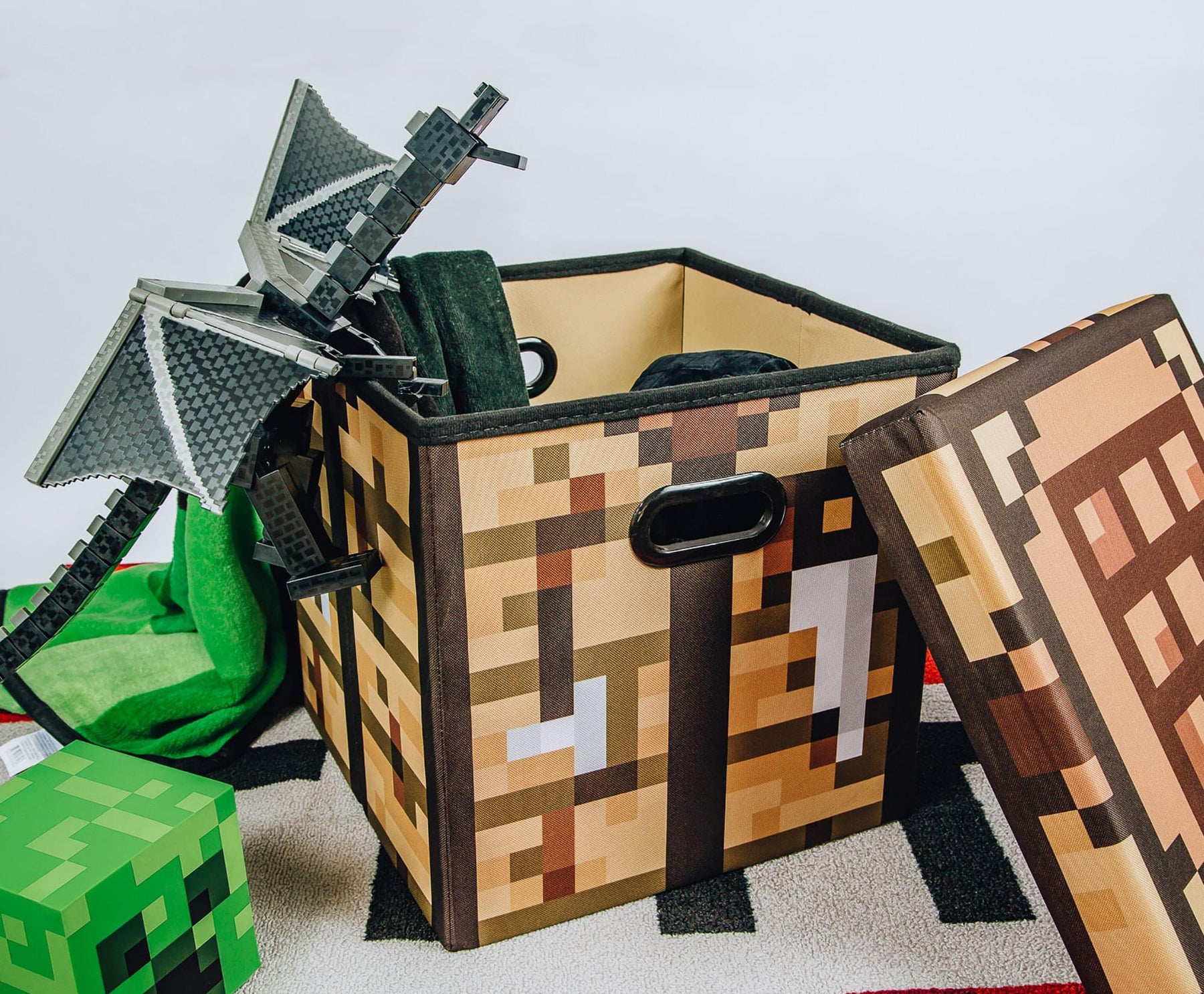 Minecraft Crafting Table Storage Bin Cube Organizer with Lid | 15 Inches