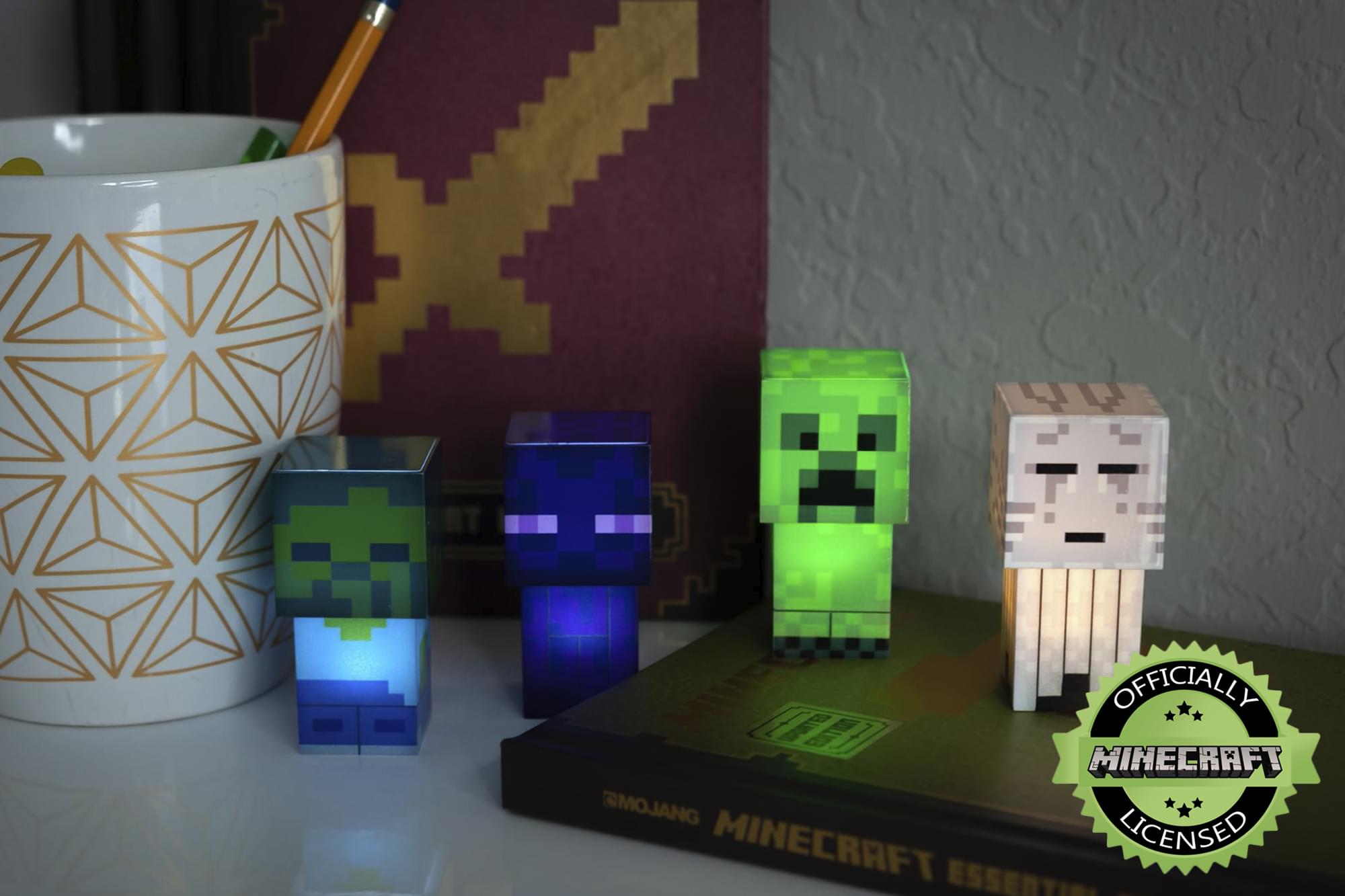Minecraft Mini Mob 4-Piece Figure Mood Light Set | Battery Operated