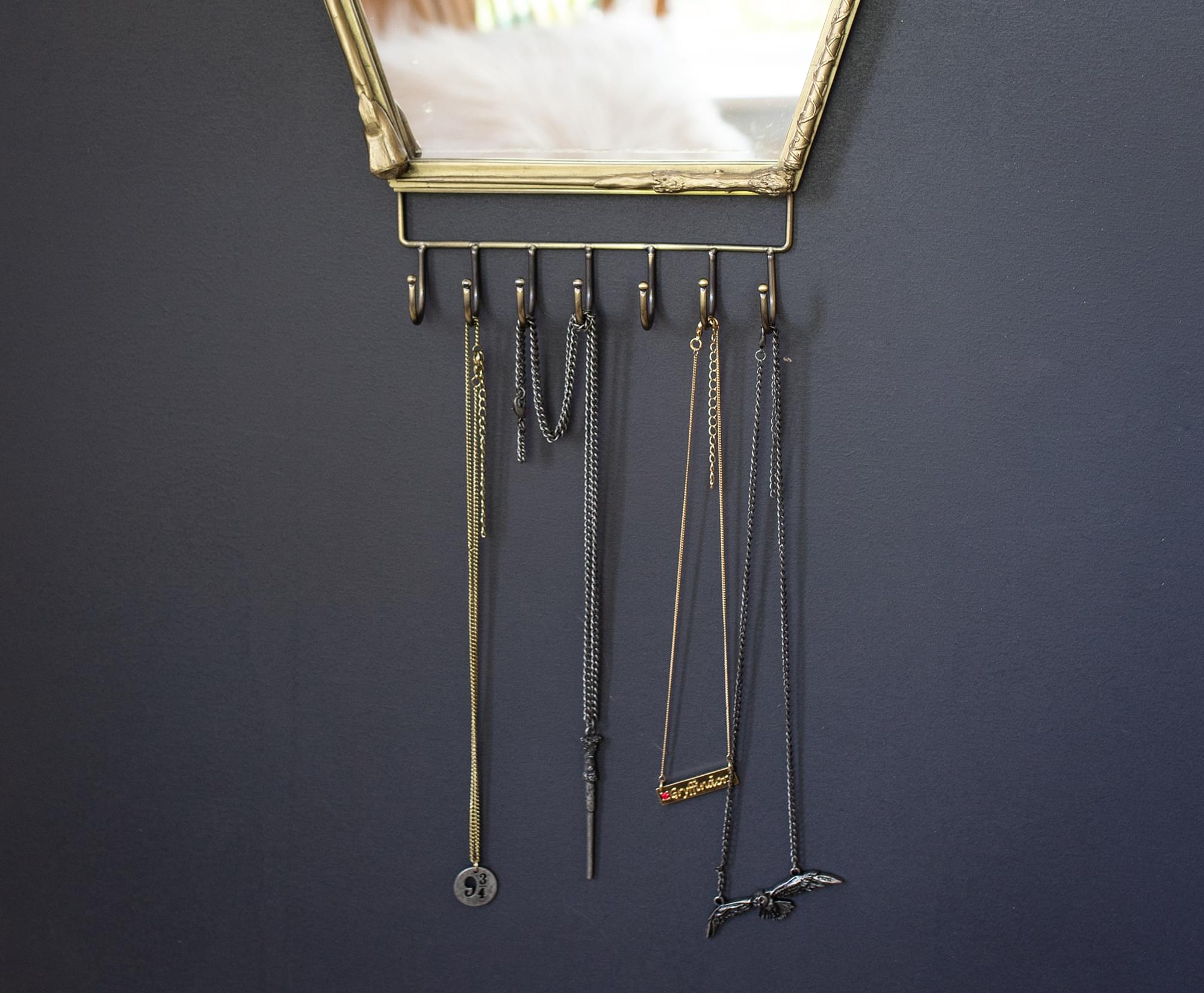 Harry Potter Wand Wall Mirror with Jewelry Hooks Storage Rack