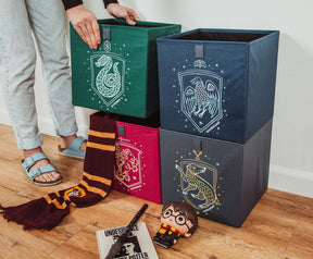 Harry Potter Hogwarts Houses 11-Inch Storage Bin Cube Organizers | Set of 4