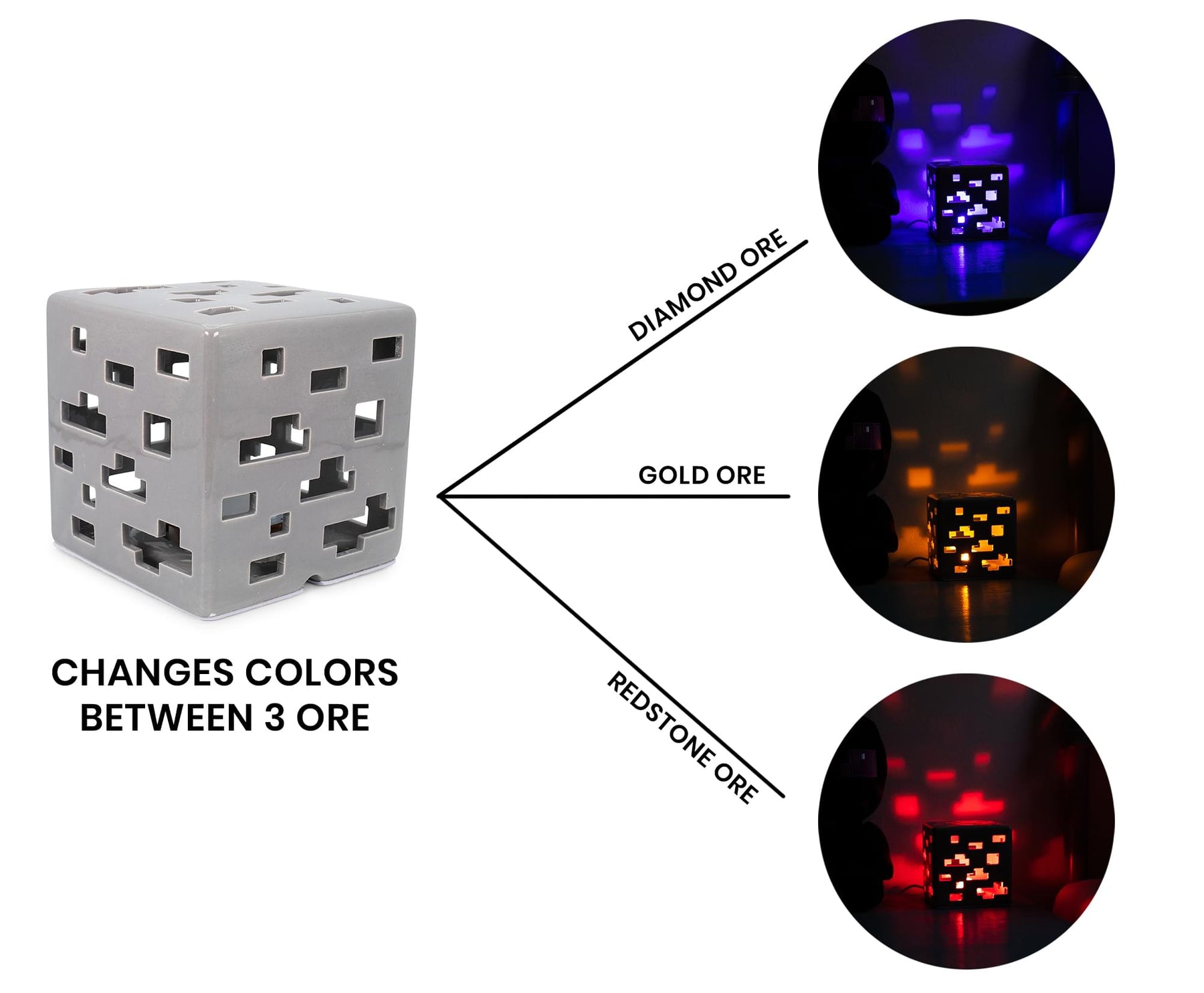 Minecraft Ceramic Ore Block LED Mood Light | 6 Inches Tall