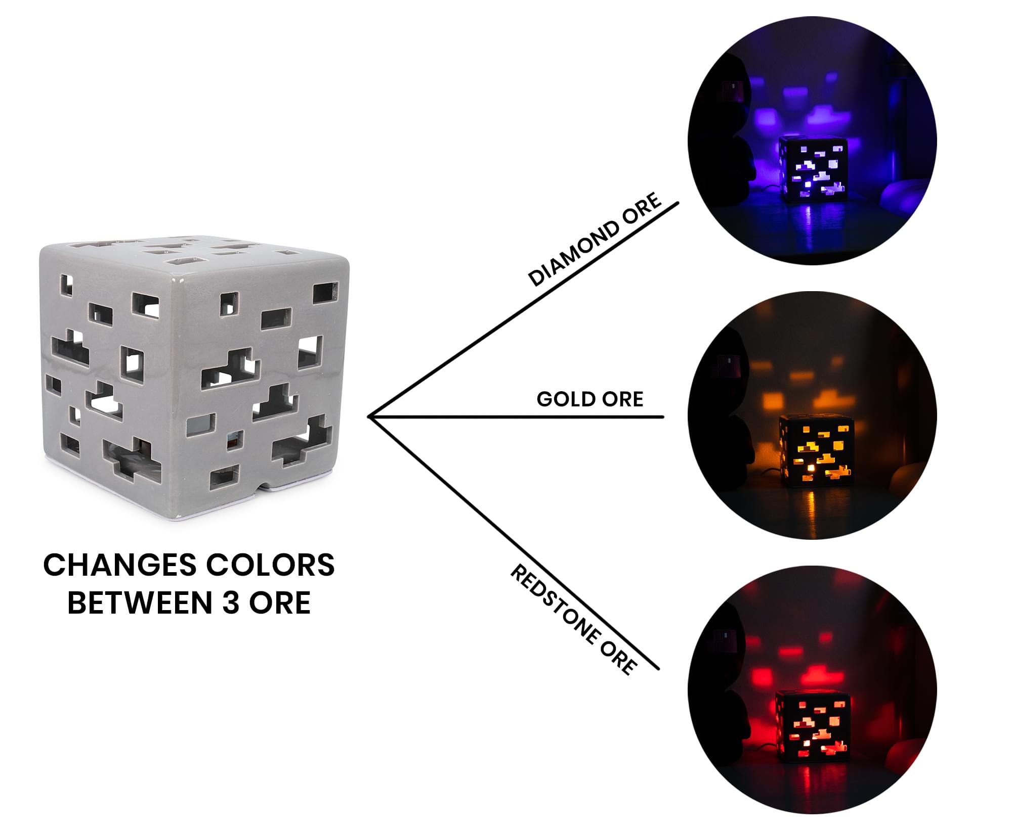 Minecraft Ceramic Ore Block LED Mood Light | 6 Inches Tall