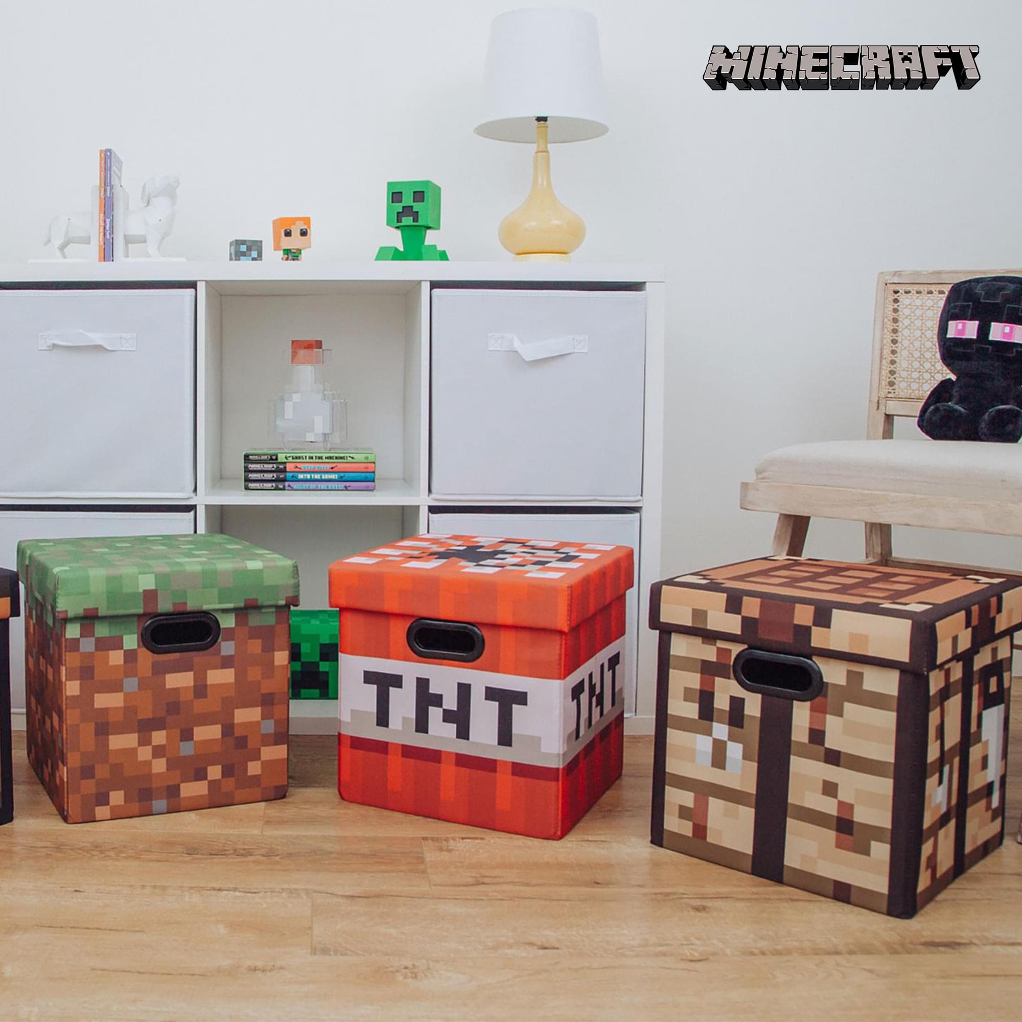 Minecraft 13-Inch Storage Bin Cube Organizers With Lid | Set Of 3
