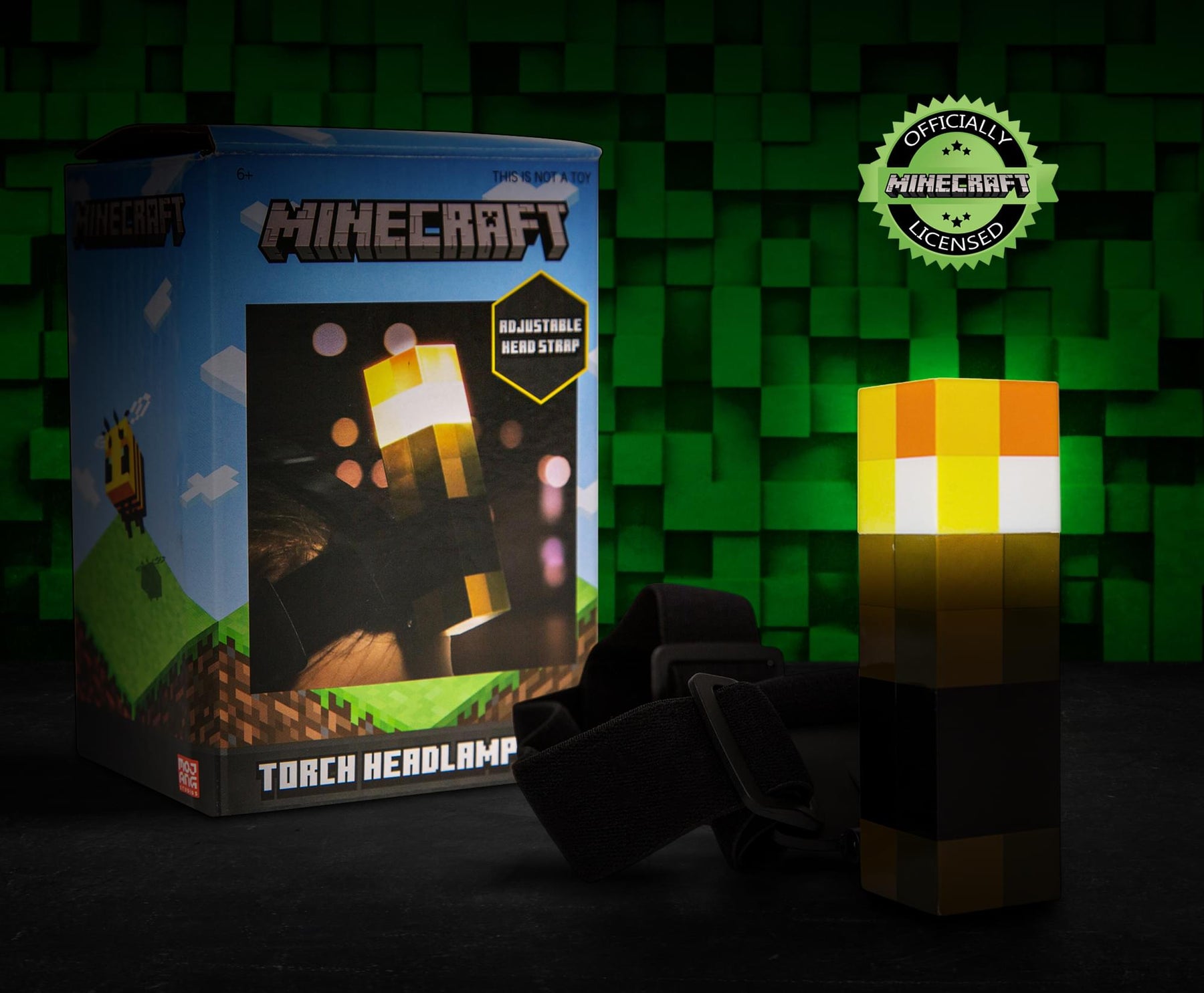 Minecraft Brownstone Torch Headlamp Light With Adjustable Headband