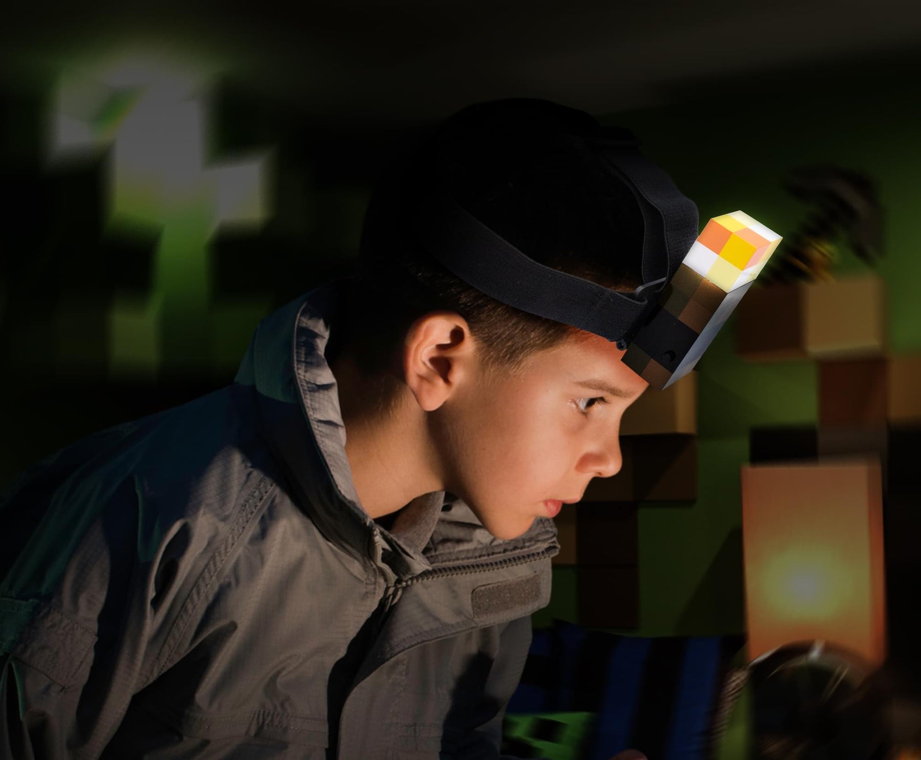 Minecraft Brownstone Torch Headlamp Light With Adjustable Headband