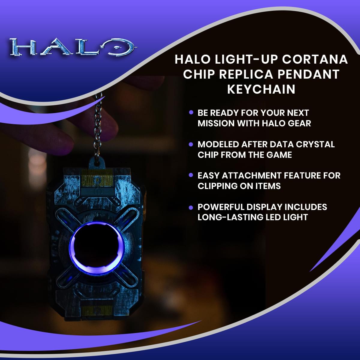 HALO Light-Up Cortana Chip Replica Pendant Keychain