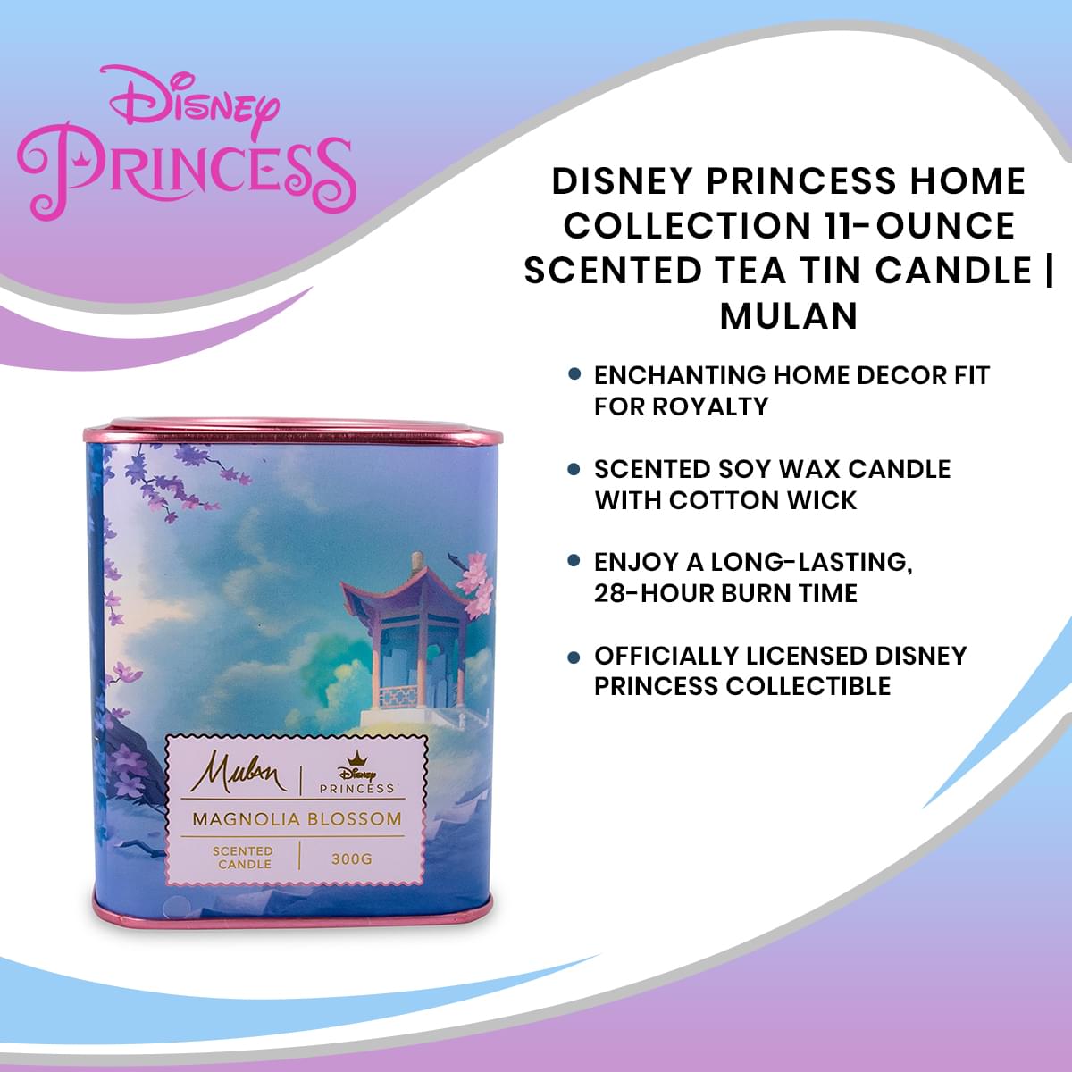 Disney Princess Home Collection 11-Ounce Scented Tea Tin Candle | Jasmine