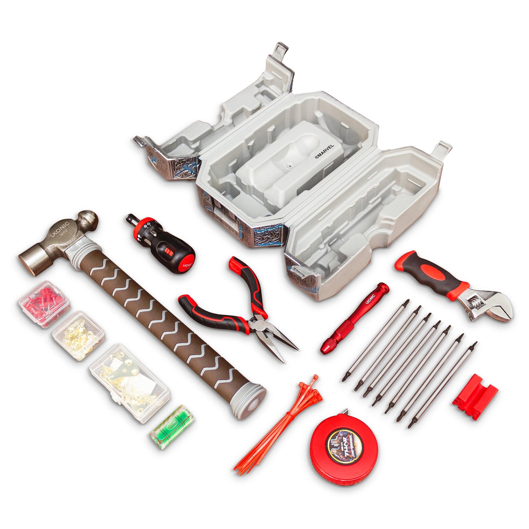 Marvel Mighty Thors Hammer Mjolnir 91-Piece Tool Set | All-In-One Kit