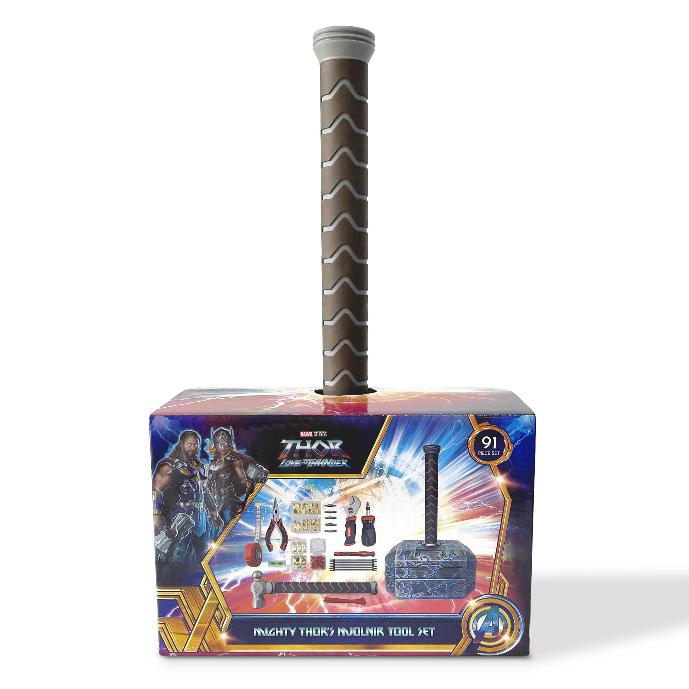 Marvel Mighty Thors Hammer Mjolnir 91-Piece Tool Set | All-In-One Kit
