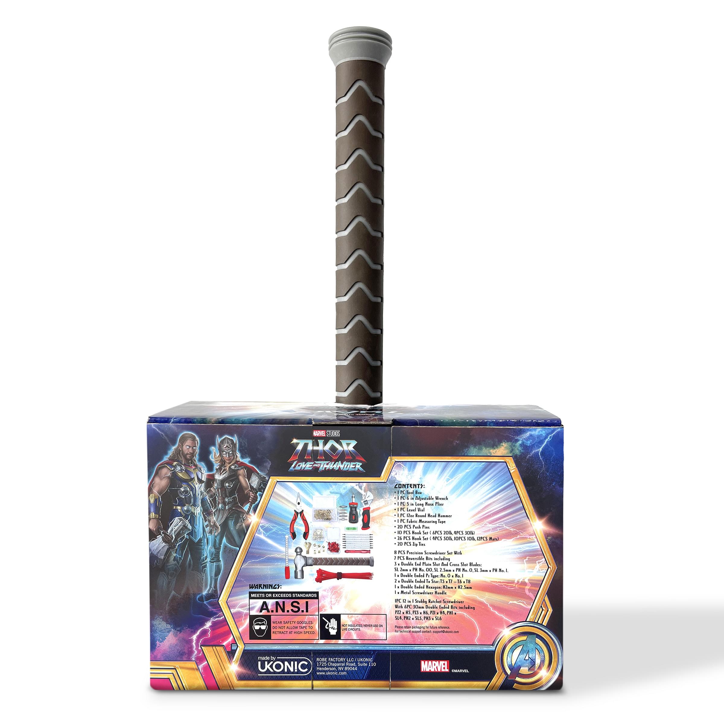 Marvel Mighty Thors Hammer Mjolnir 91-Piece Tool Set | All-In-One Kit