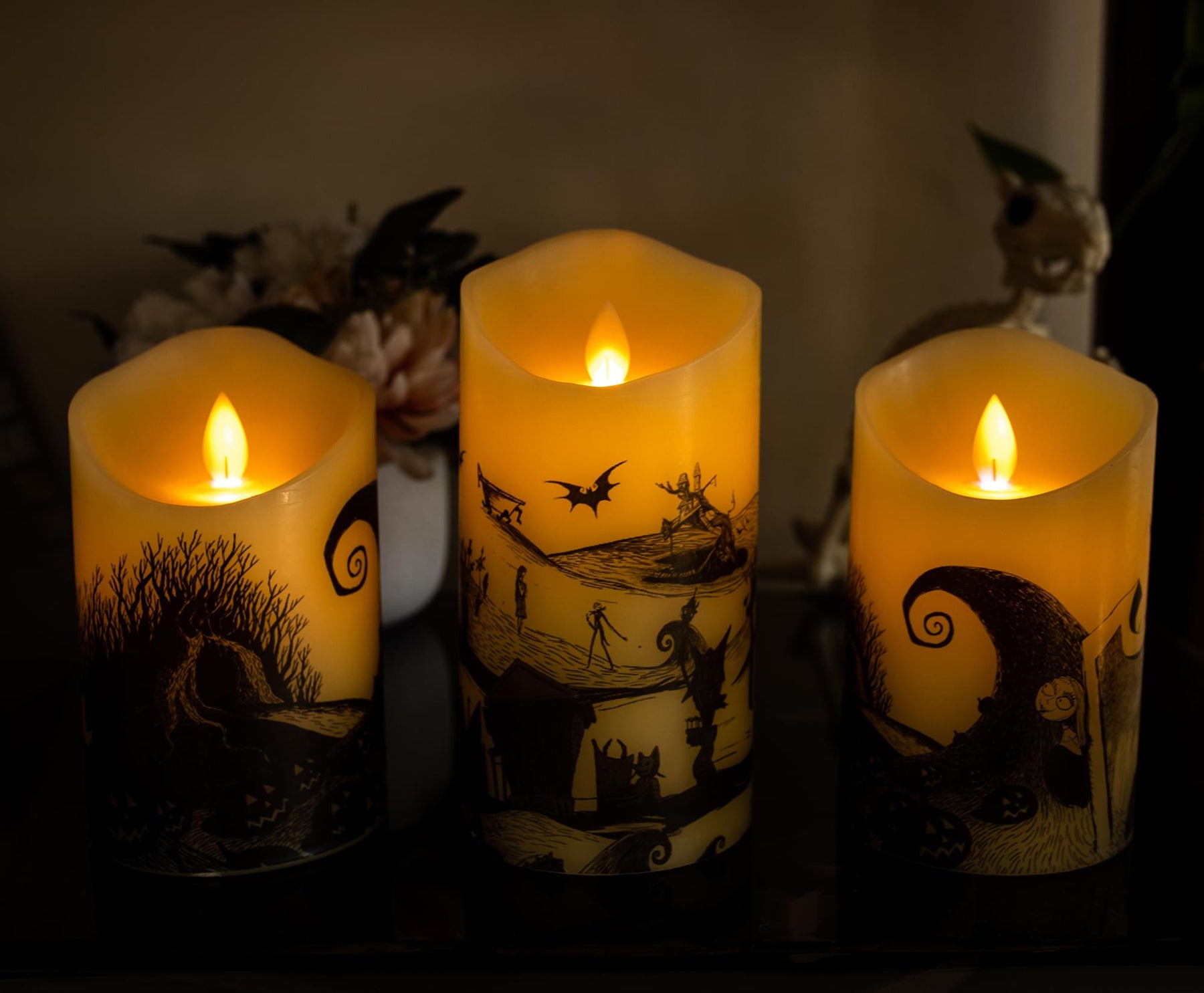 Disney Nightmare Before Christmas LED Flickering Flameless Candles | Set of 3