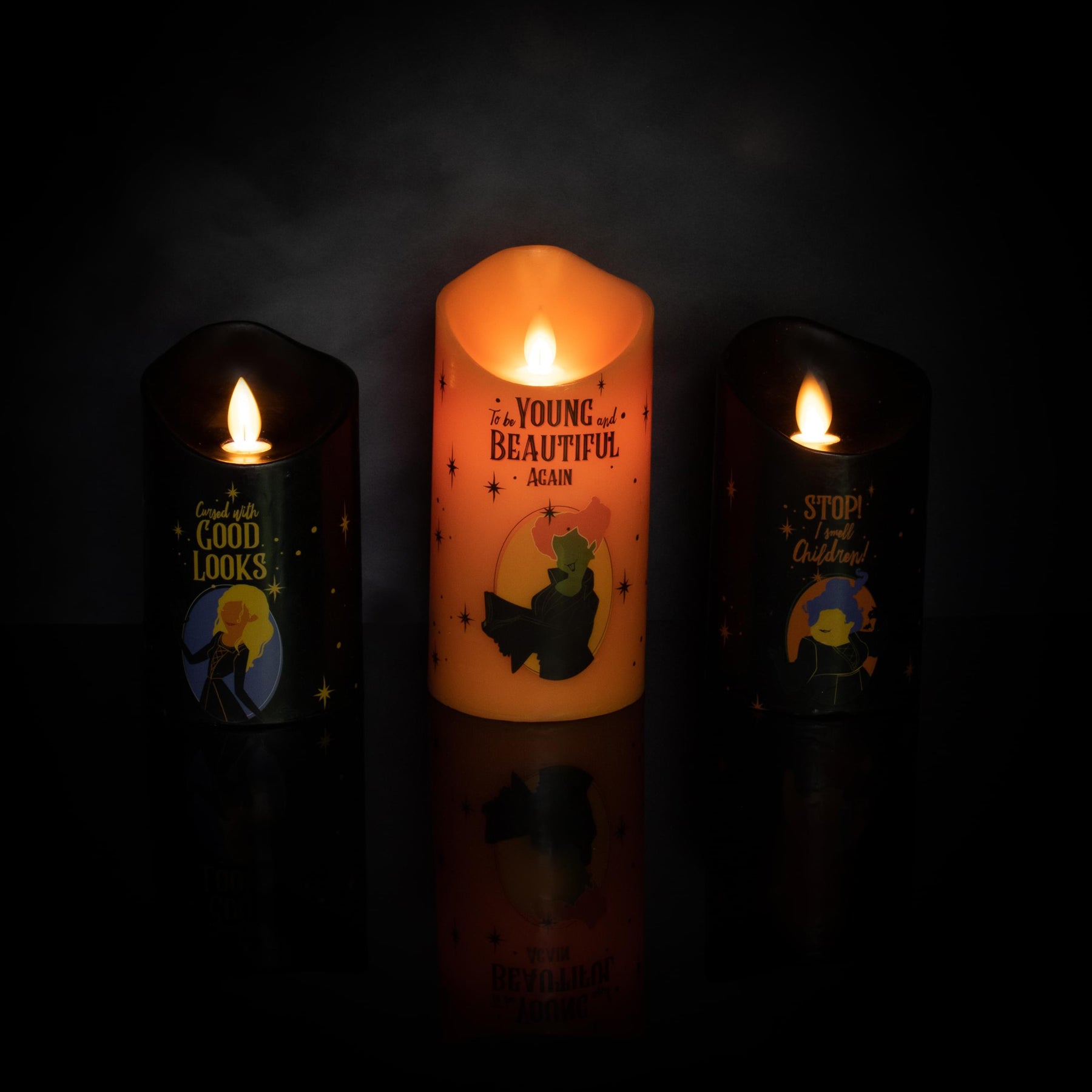 Disney Hocus Pocus LED Flickering Flameless Candles With Timers | Set of 3