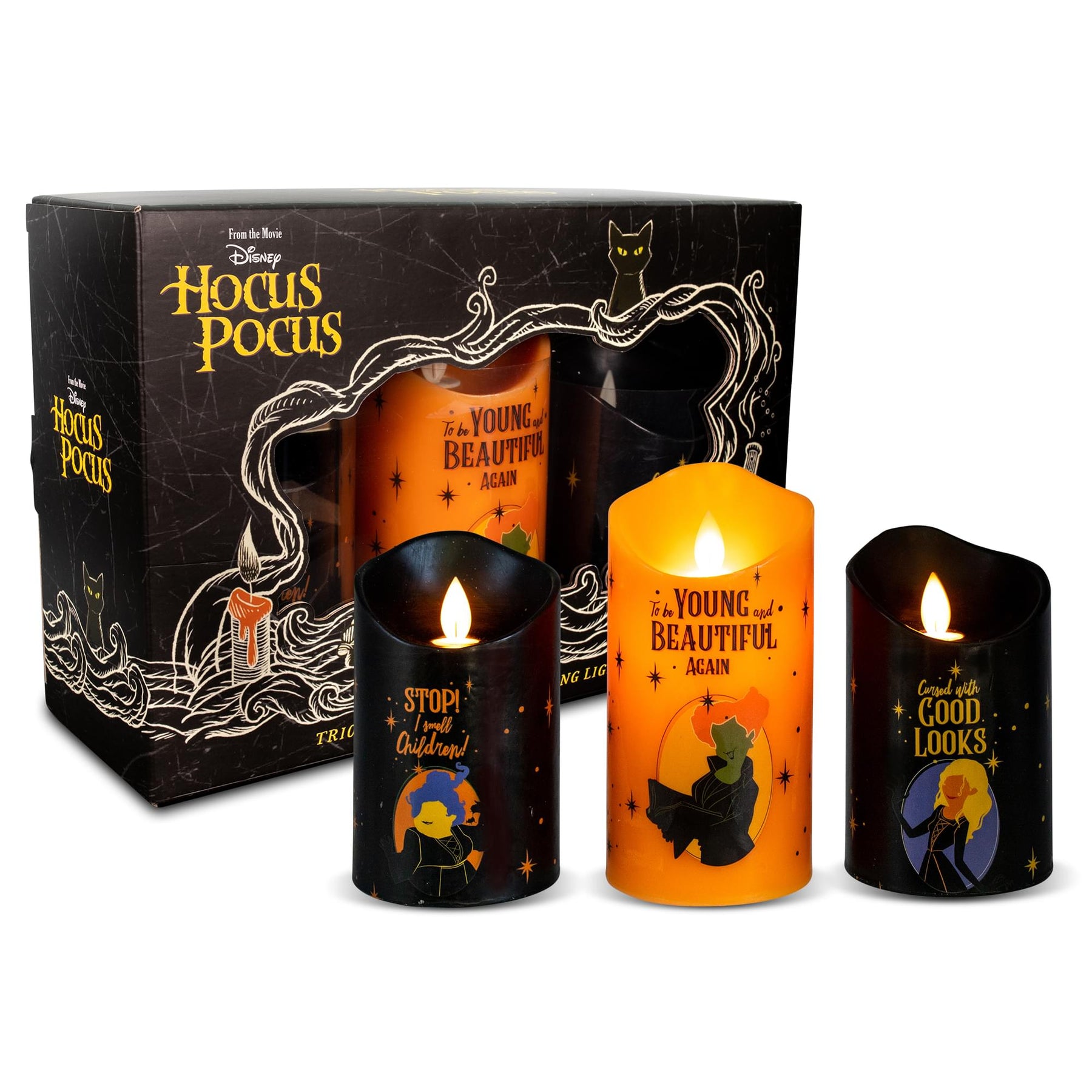 Disney Hocus Pocus LED Flickering Flameless Candles With Timers | Set of 3