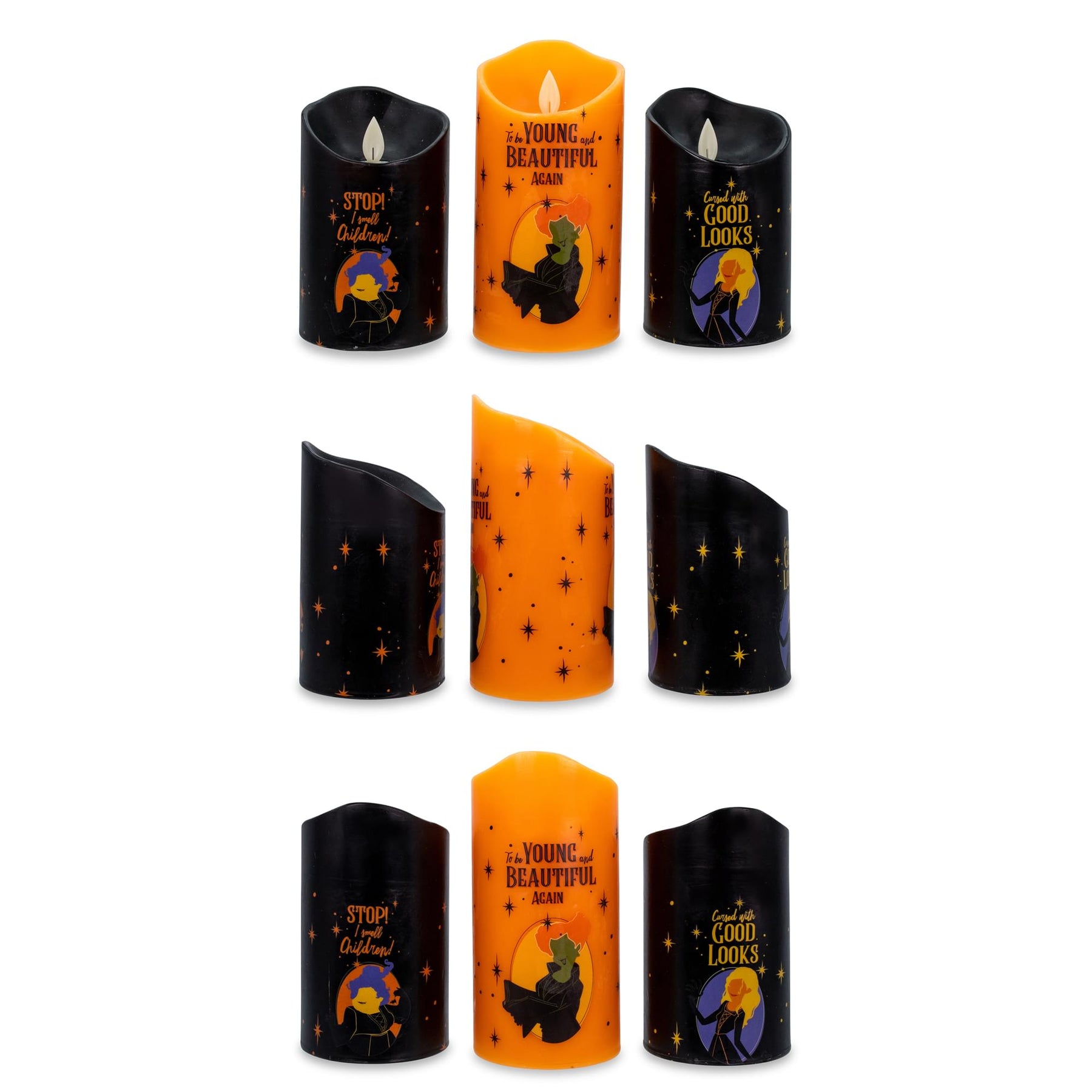 Disney Hocus Pocus LED Flickering Flameless Candles With Timers | Set of 3