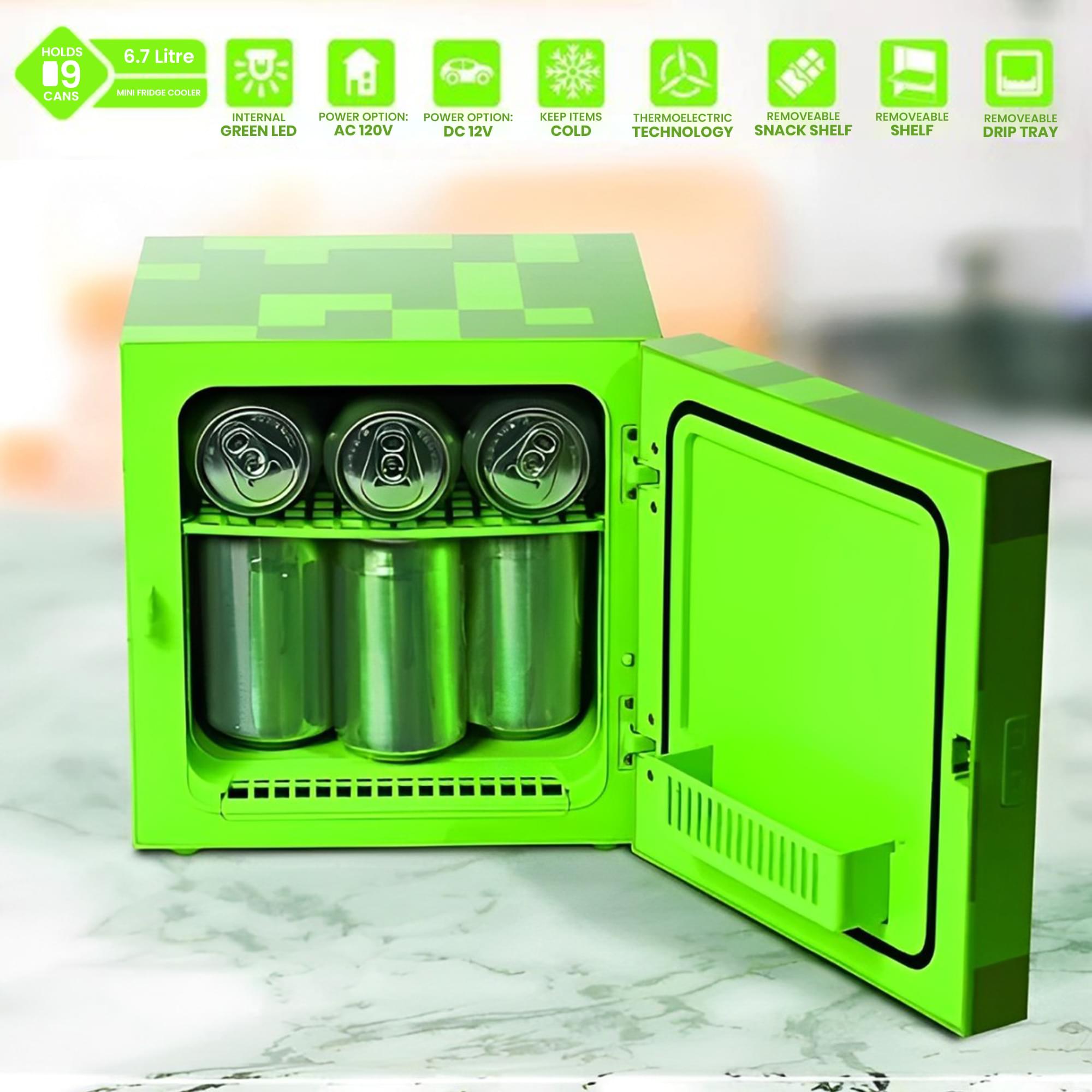 Minecraft Green Creeper 9 Can Mini Fridge 6.7L 10.4 x 10 x 10