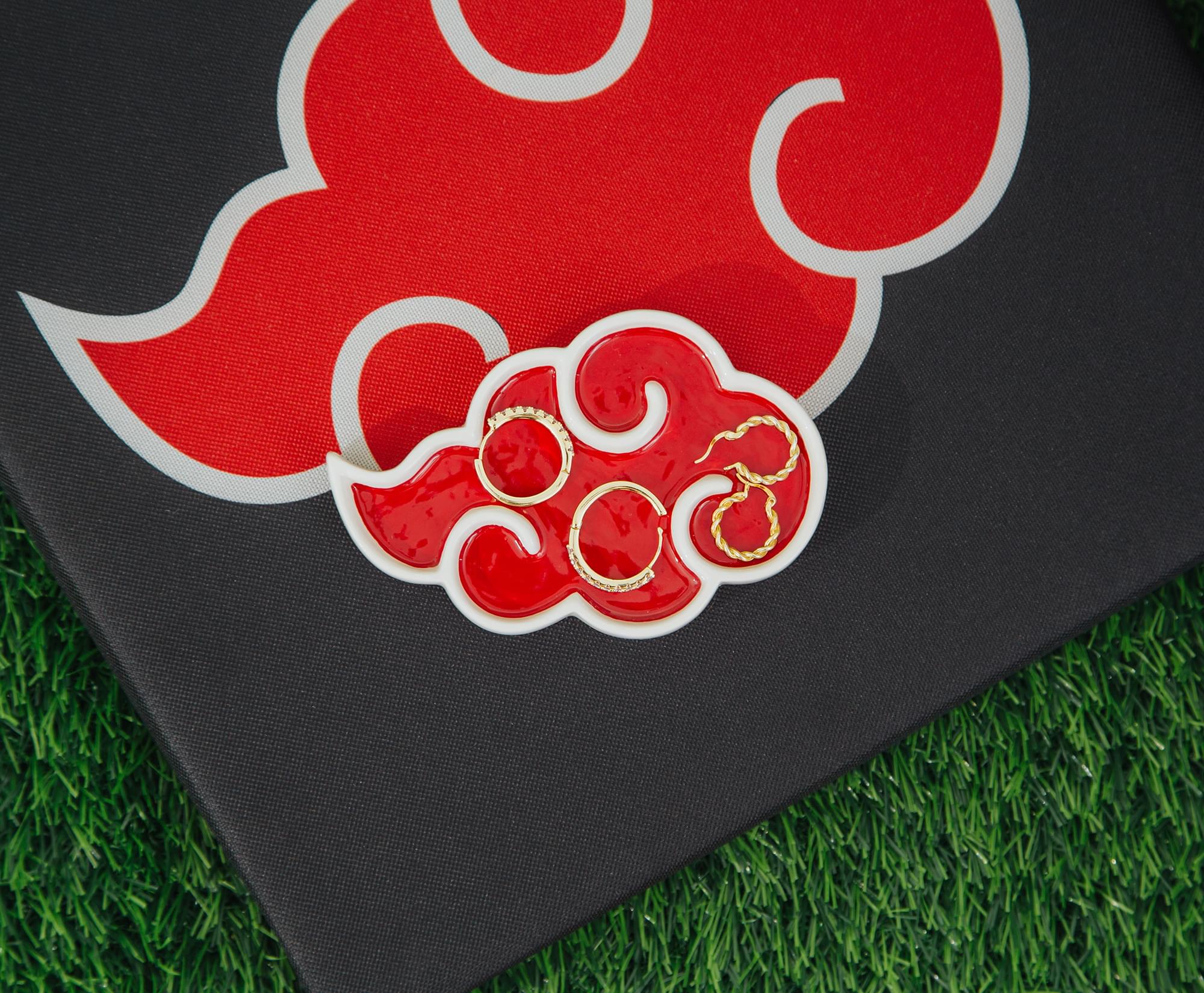 Naruto Shippuden Akatsuki Red Cloud Ceramic Trinket Tray Dish
