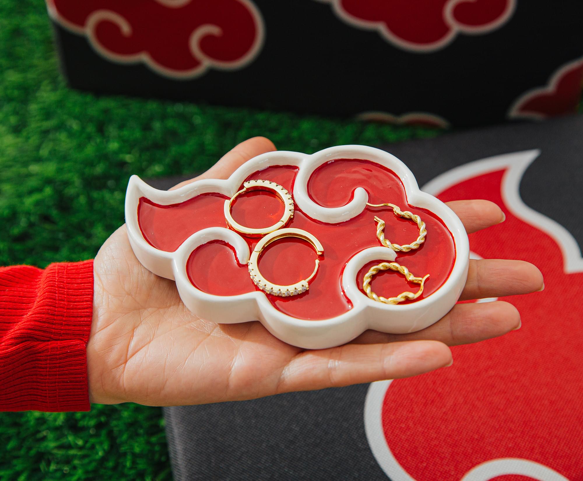 Naruto Shippuden Akatsuki Red Cloud Ceramic Trinket Tray Dish