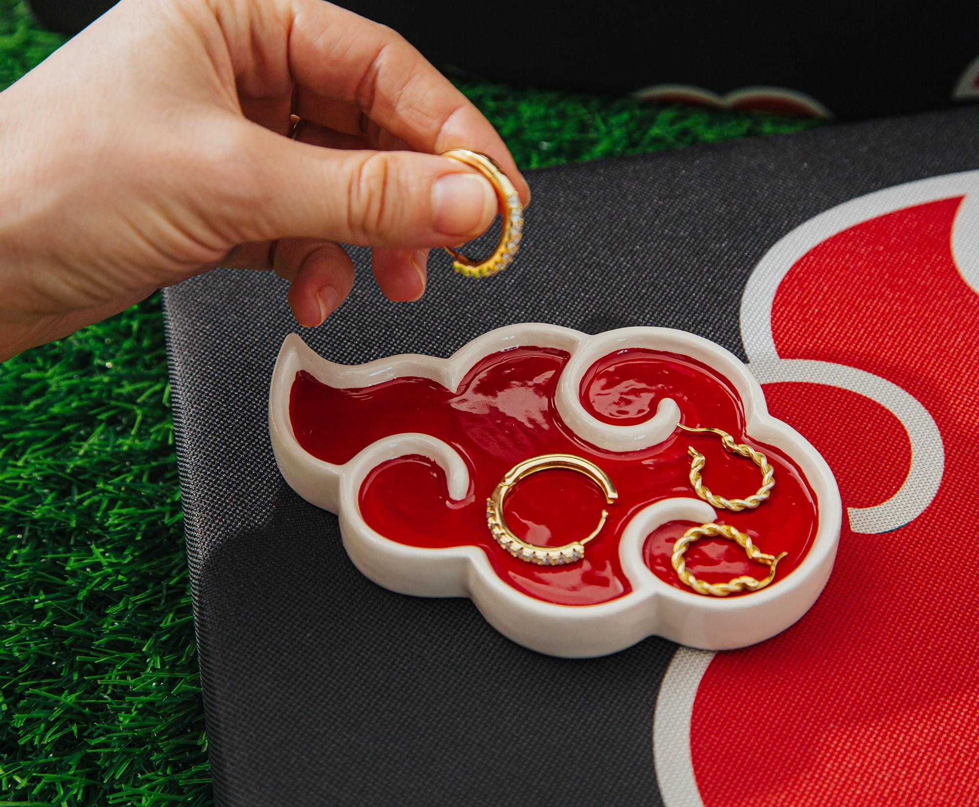 Naruto Shippuden Akatsuki Red Cloud Ceramic Trinket Tray Dish
