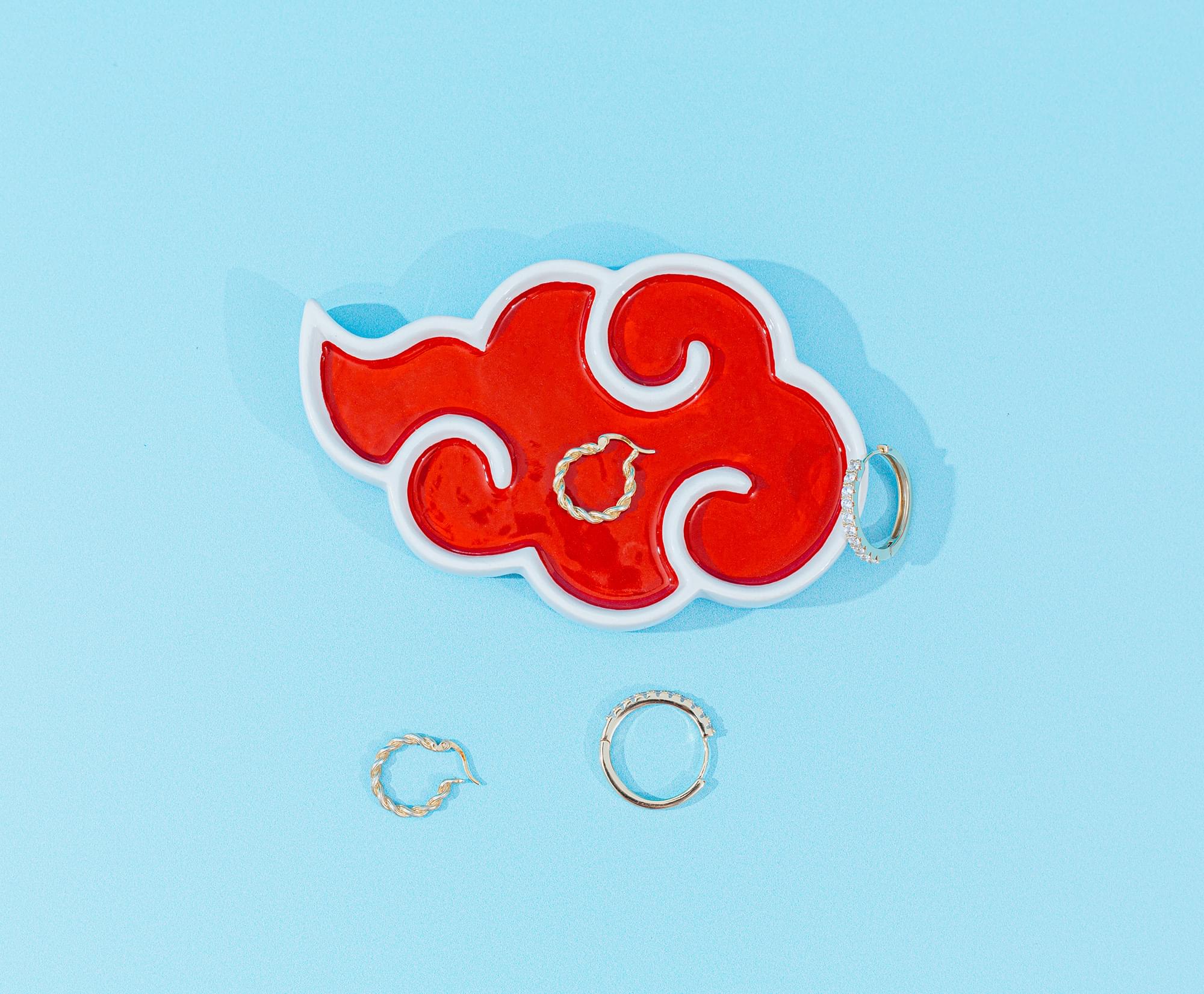 Naruto Shippuden Akatsuki Red Cloud Ceramic Trinket Tray Dish