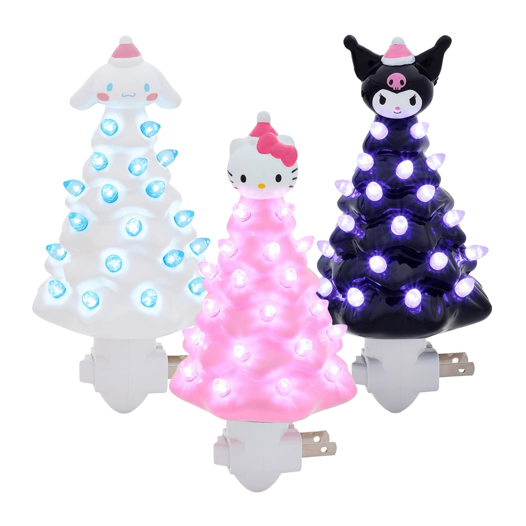 Sanrio Characters Christmas Tree Plug-In Night Light Set Of 3