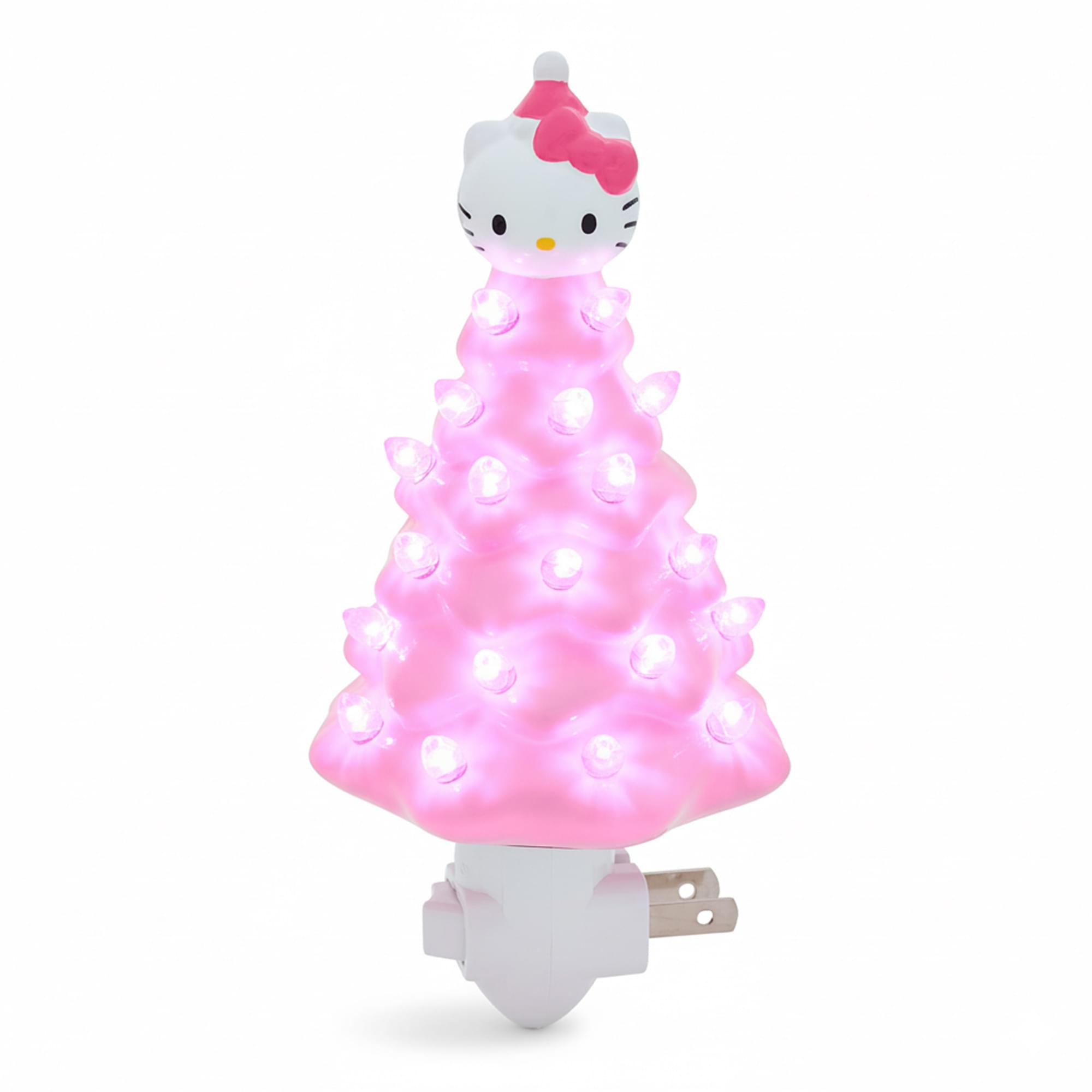 Sanrio Hello Kitty Pink 6-Inch Ceramic Christmas Tree Plug-In Nightlight