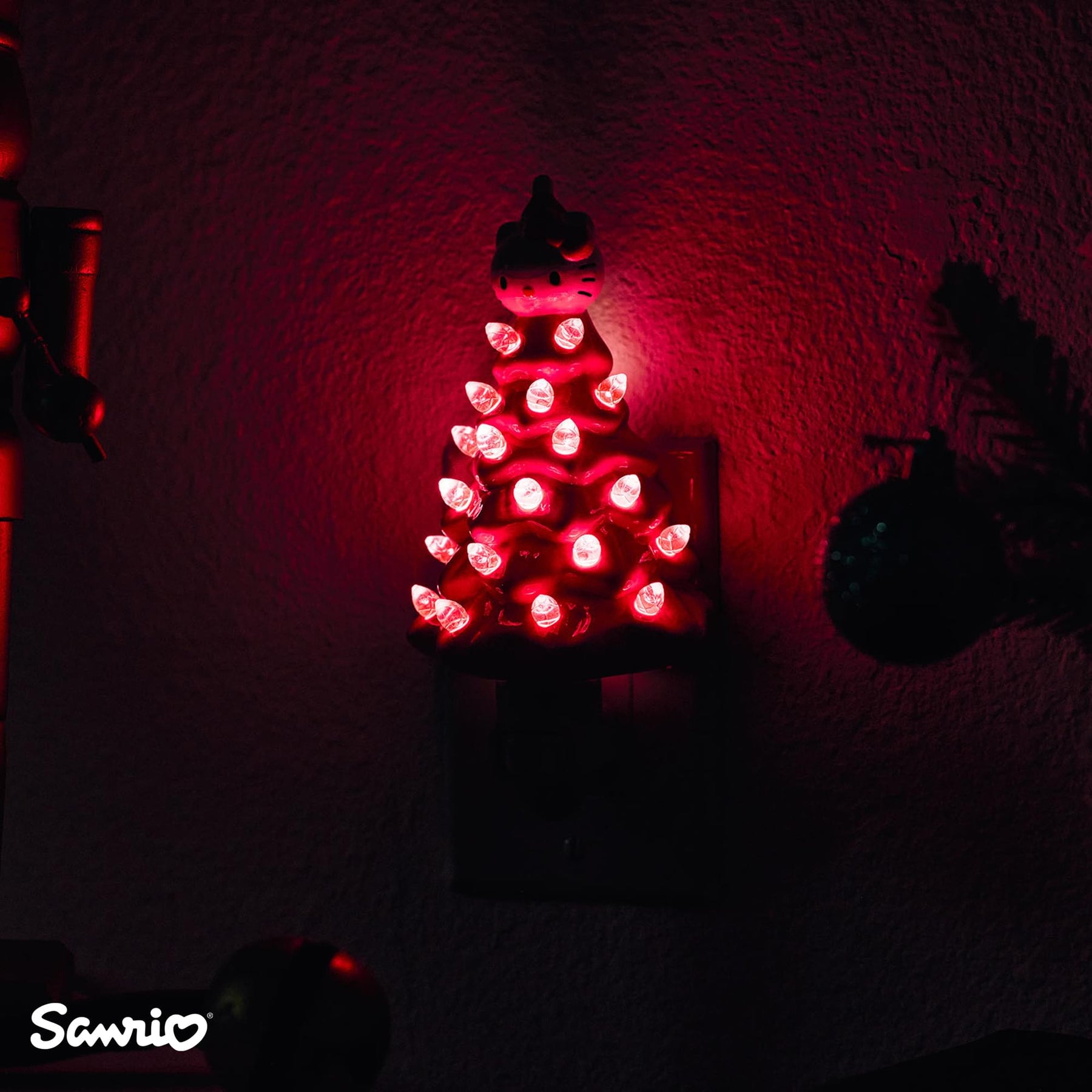 Sanrio Hello Kitty Pink 6-Inch Ceramic Christmas Tree Plug-In Nightlight