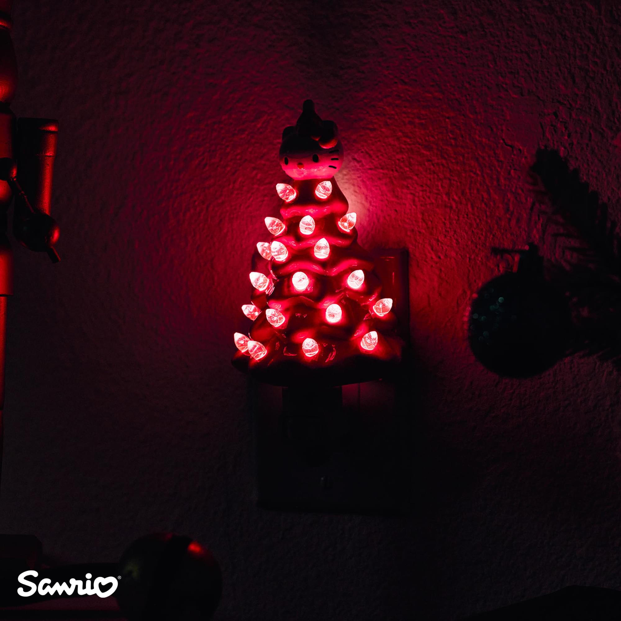 Sanrio Hello Kitty Pink 6-Inch Ceramic Christmas Tree Plug-In Nightlight