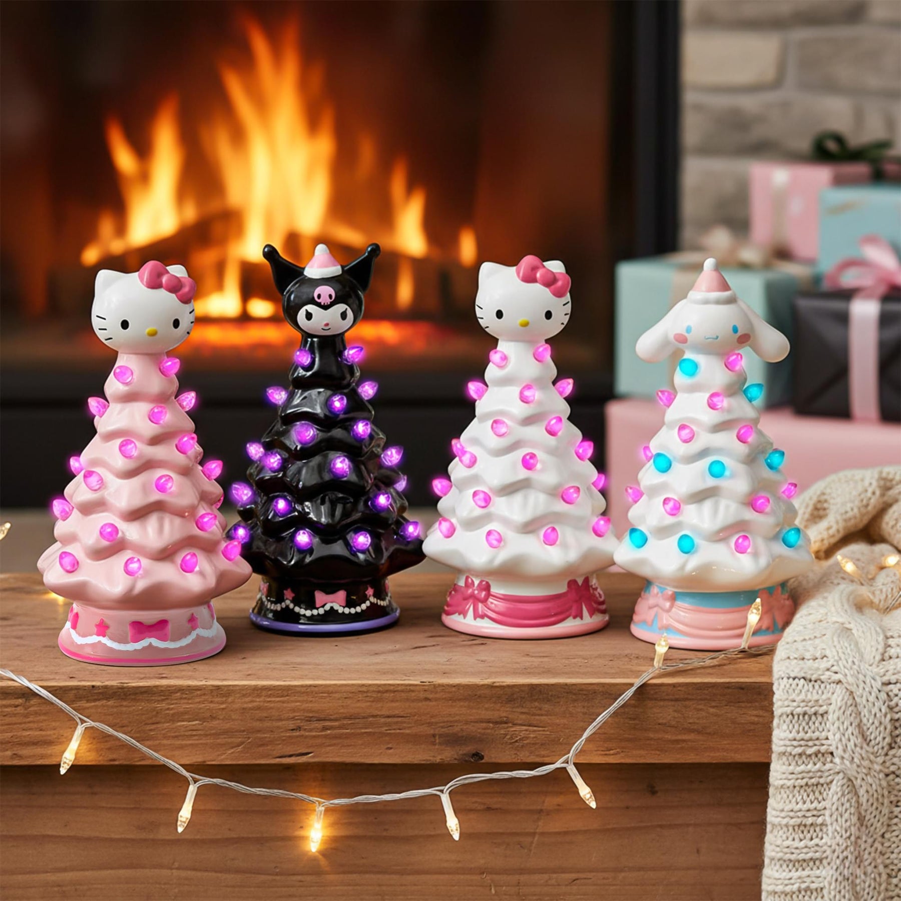 Sanrio Characters Light-Up Ceramic Christmas Tree Set Of 4