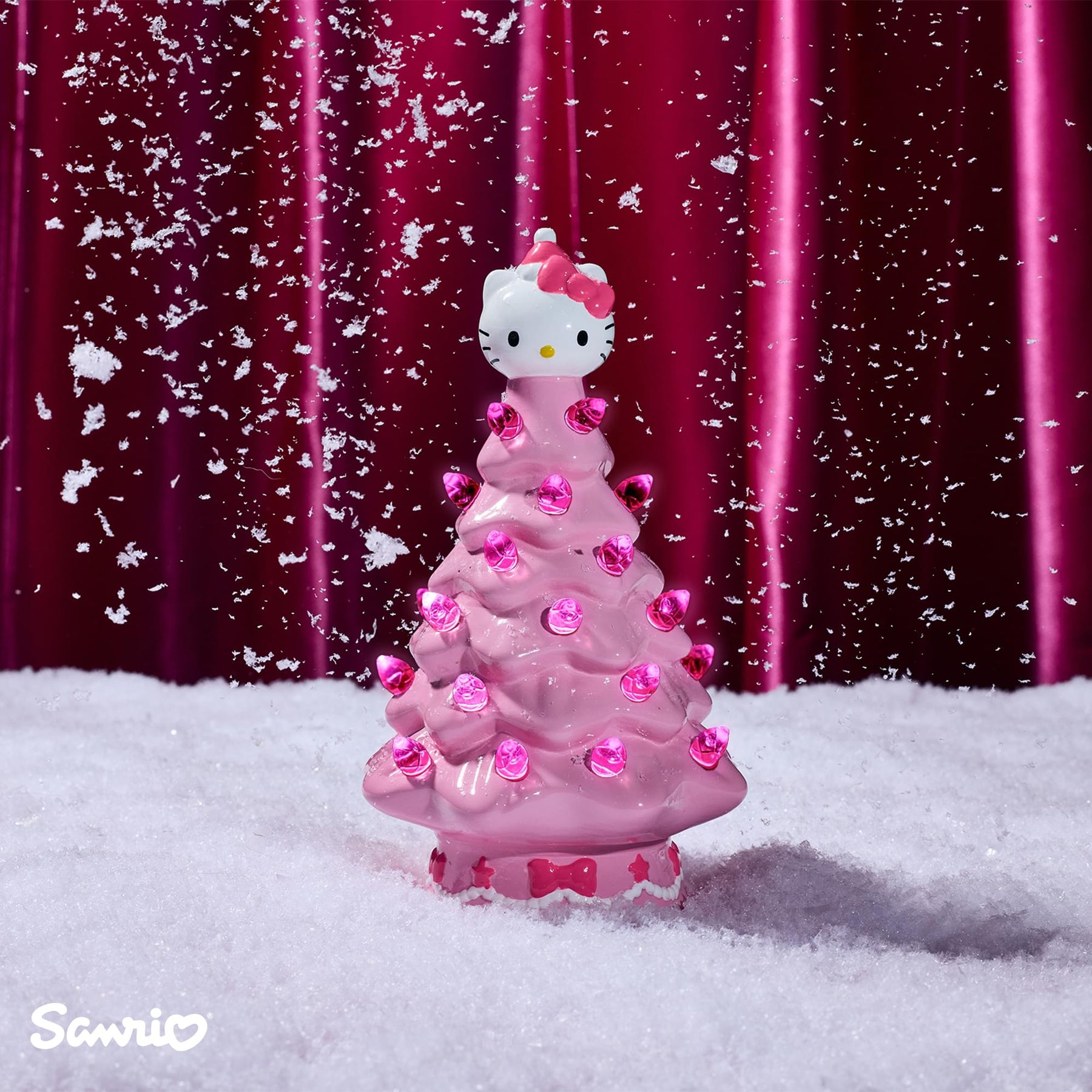 Sanrio Hello Kitty Pink Light-Up Ceramic Christmas Tree | 6 Inches Tall
