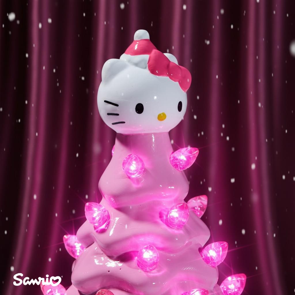 Sanrio Hello Kitty Pink Light-Up Ceramic Christmas Tree | 6 Inches Tall