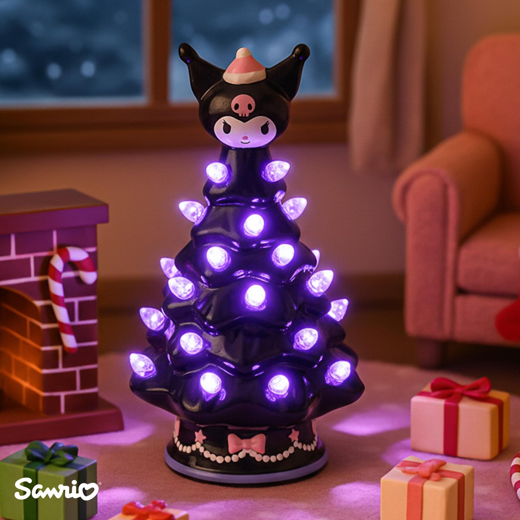 Sanrio Kuromi Light-Up Ceramic Christmas Tree | 6 Inches Tall