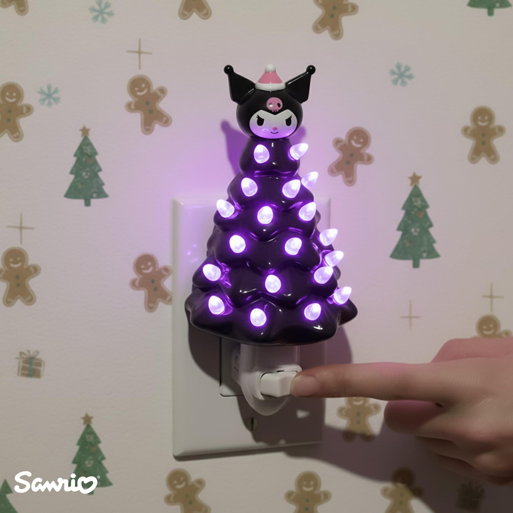 Sanrio Kuromi 6-Inch Ceramic Christmas Tree Plug-In Nightlight